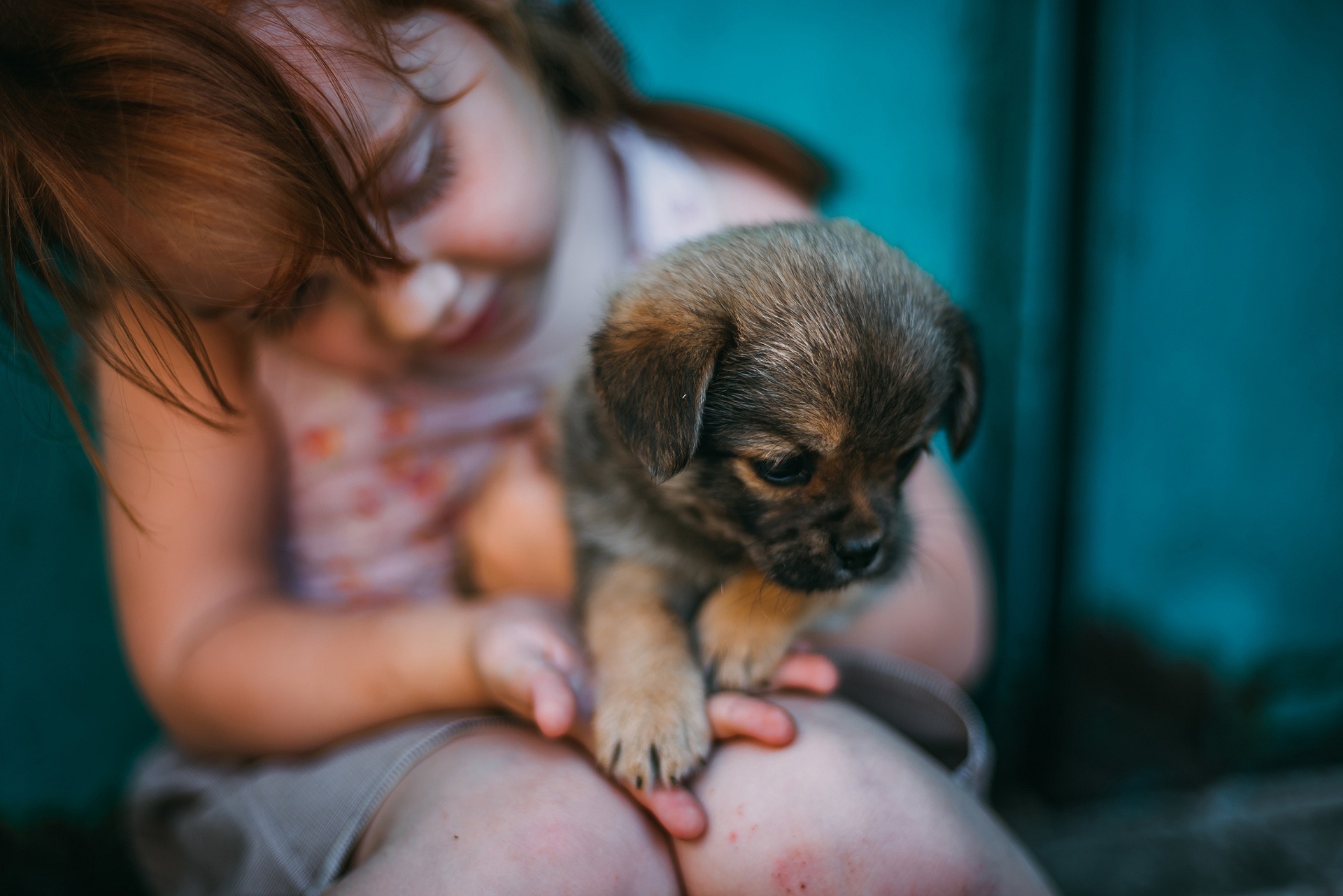 Download mobile wallpaper Dog, Puppy, Mood, Child, Photography, Baby Animal for free.