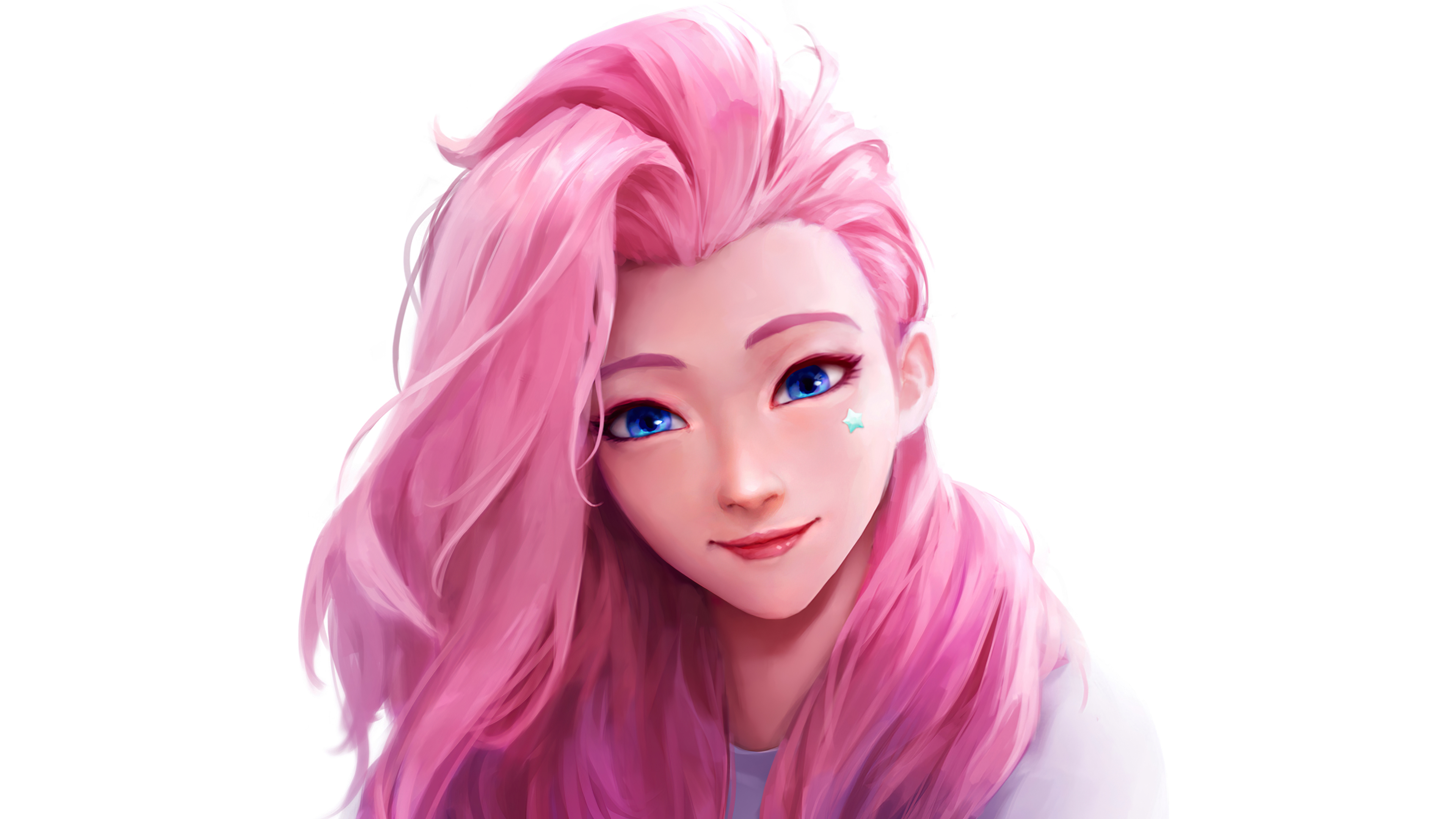 Free download wallpaper League Of Legends, Blue Eyes, Pink Hair, Video Game, Seraphine (League Of Legends) on your PC desktop