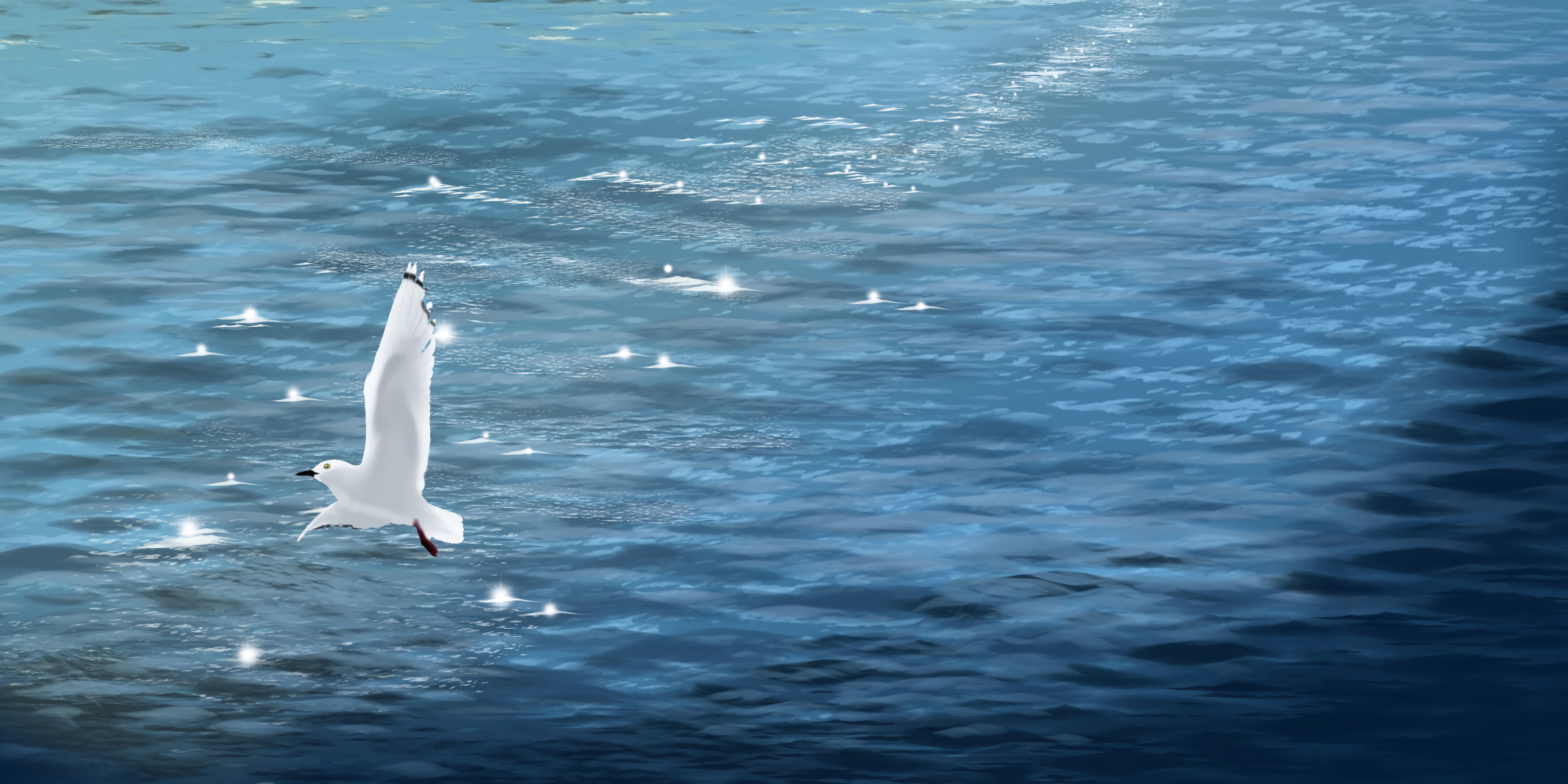 Download PC Wallpaper art, sea, bird, gull, seagull