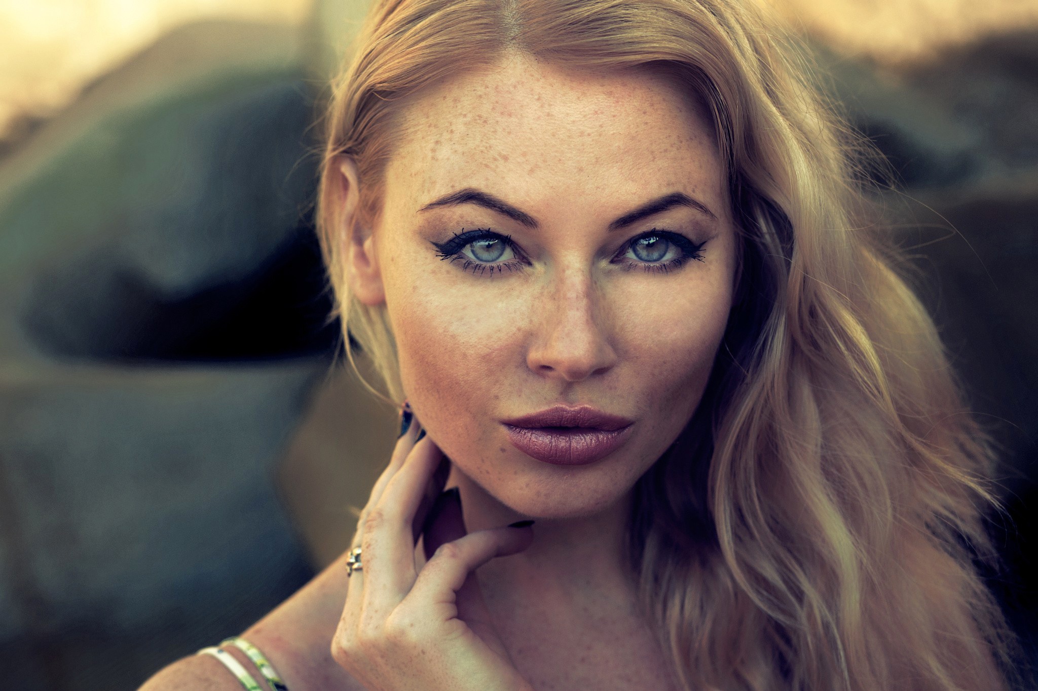 Download mobile wallpaper Blonde, Face, Women, Freckles for free.