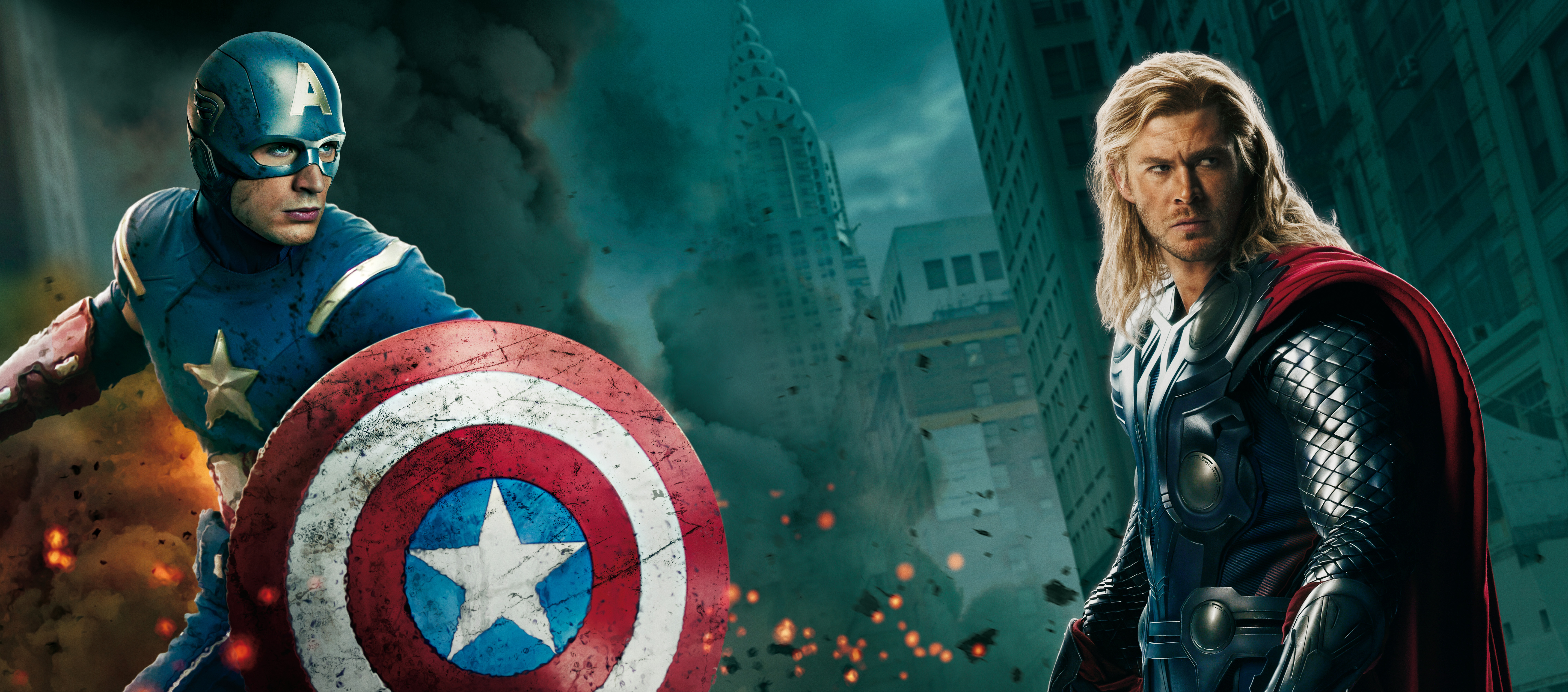 Baixe gratuitamente a imagem Capitão América, Os Vingadores, Chris Evans, Filme, Super Heroi, Thor, Chris Hemsworth na área de trabalho do seu PC