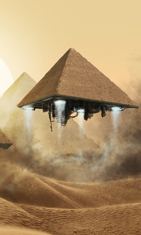 無料モバイル壁紙ピラミッド, Sf, 宇宙船, 荒野, 砂, エジプト人をダウンロードします。