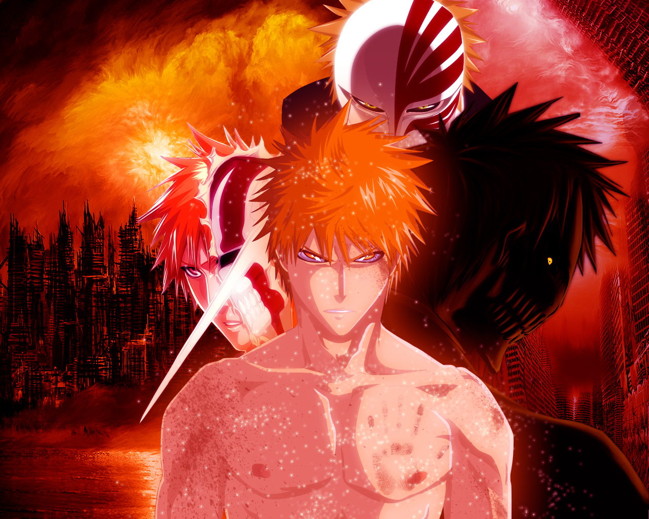Free download wallpaper Hollow Ichigo, Bleach, Ichigo Kurosaki, Anime on your PC desktop