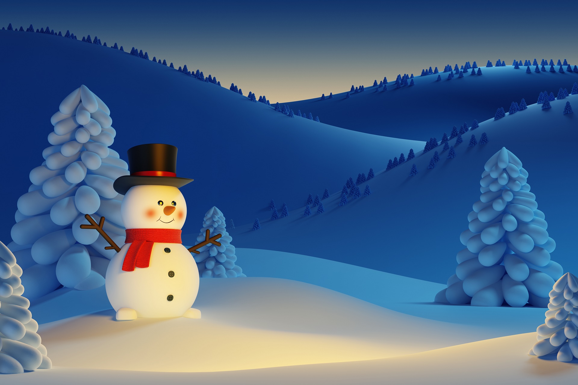 Скачать обои бесплатно Снеговик, Художественные картинка на рабочий стол ПК