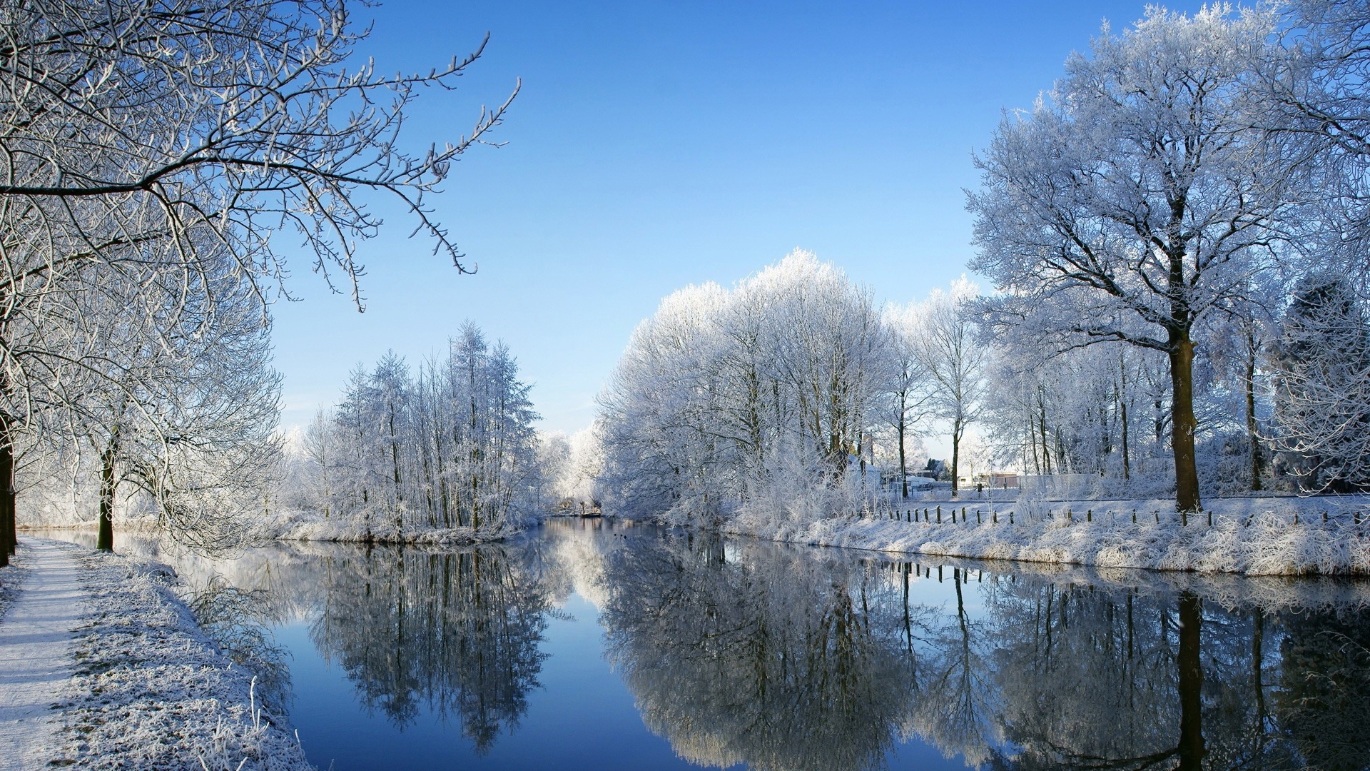 Скачать обои бесплатно Снег, Природа, Зима, Пейзаж, Озера картинка на рабочий стол ПК