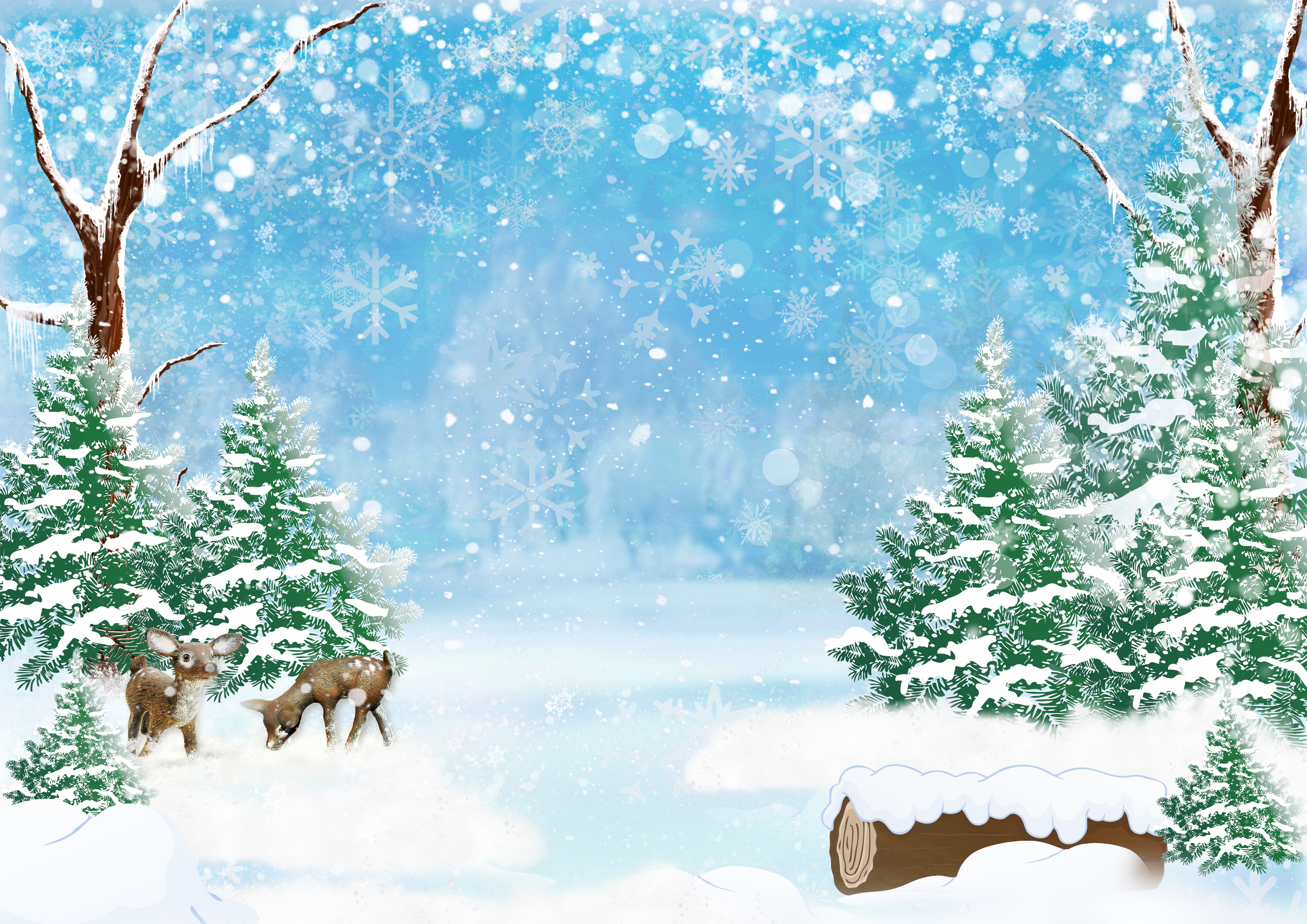 Download mobile wallpaper Winter, Snow, Forest, Tree, Deer, Artistic for free.