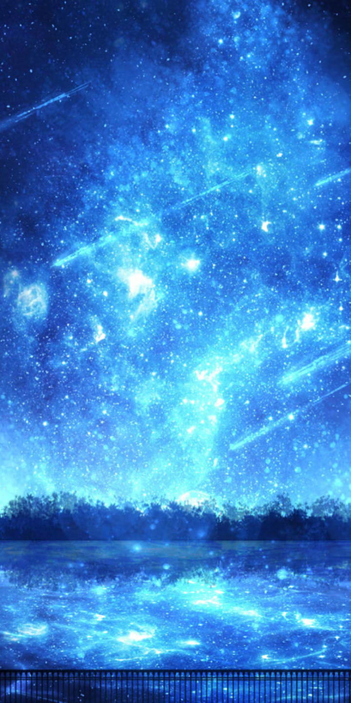 Download mobile wallpaper Anime, Lake, Comet, Original, Aurora Australis for free.