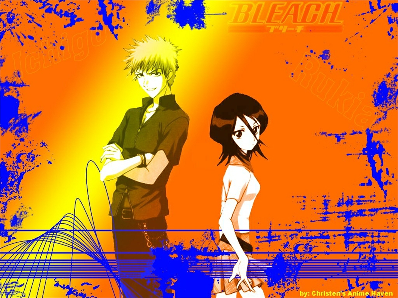 Handy-Wallpaper Bleach, Rukia Kuchiki, Animes, Ichigo Kurosaki kostenlos herunterladen.