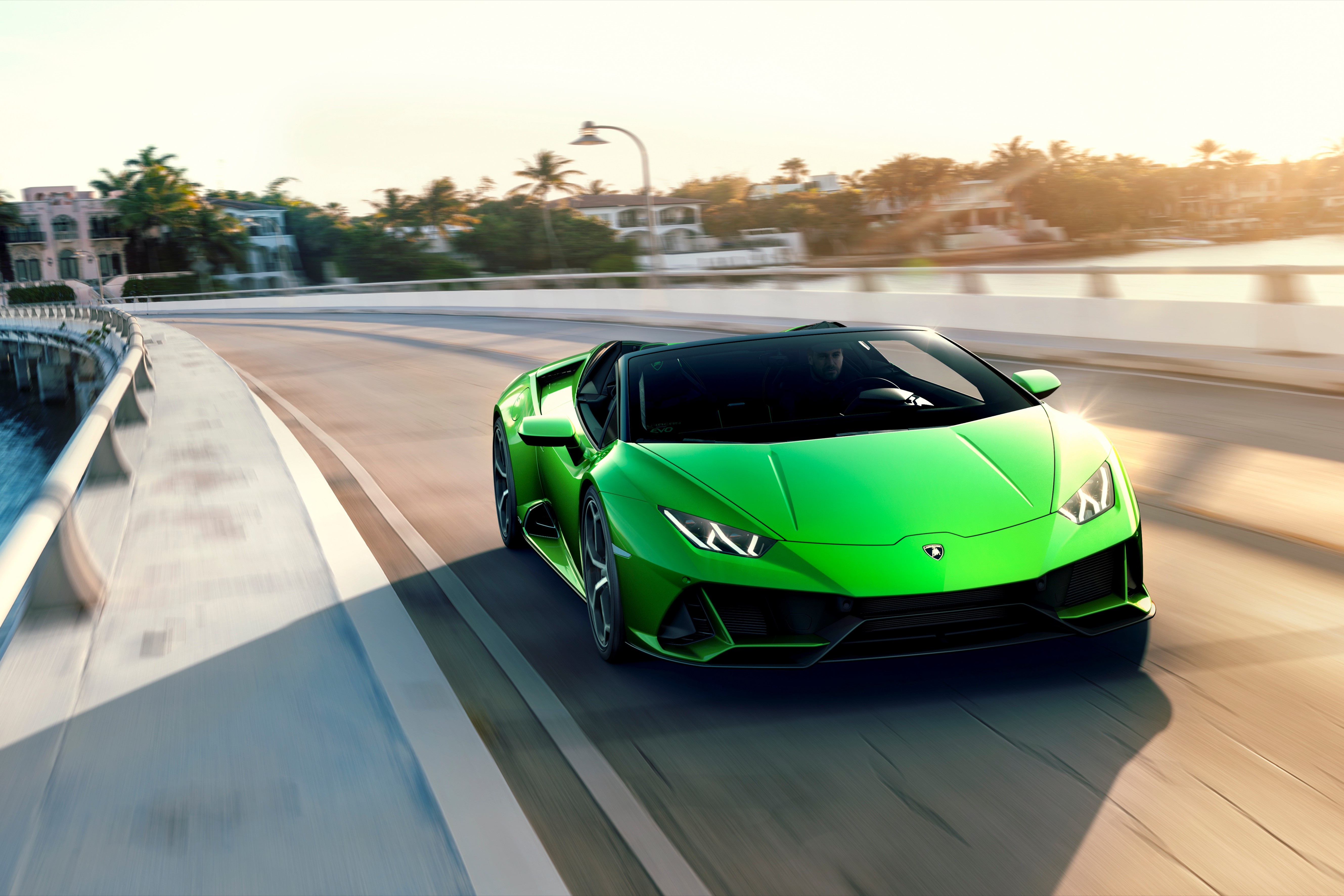 Laden Sie das Lamborghini, Autos, Supersportwagen, Fahrzeuge, Grünes Auto, Lamborghini Huracán Evo-Bild kostenlos auf Ihren PC-Desktop herunter