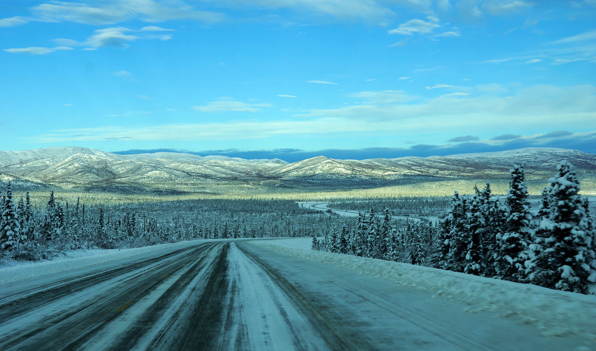 Download mobile wallpaper Landscape, Winter, Sky, Snow, Road, Forest, Man Made for free.