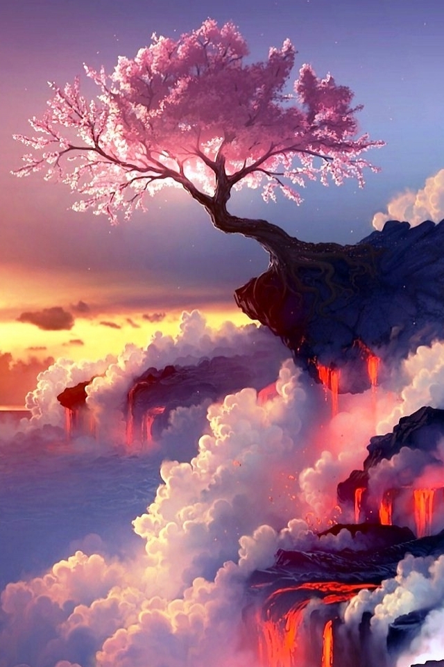 Download mobile wallpaper Anime, Landscape, Sakura, Magic: The Gathering, Sakura Blossom for free.