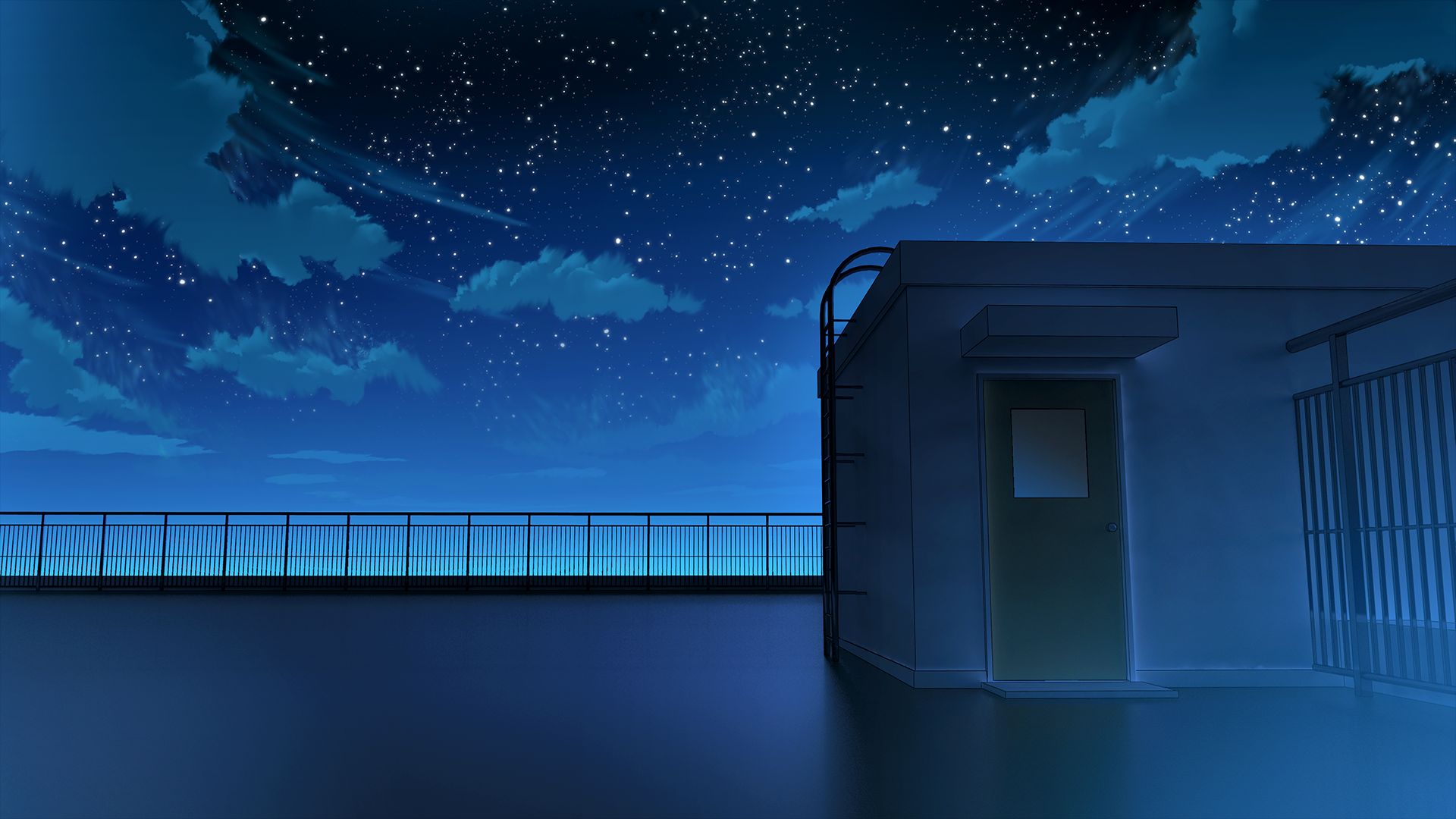 Baixar papel de parede para celular de Anime, Céu, Noite, Céu Estrelado, Construção gratuito.