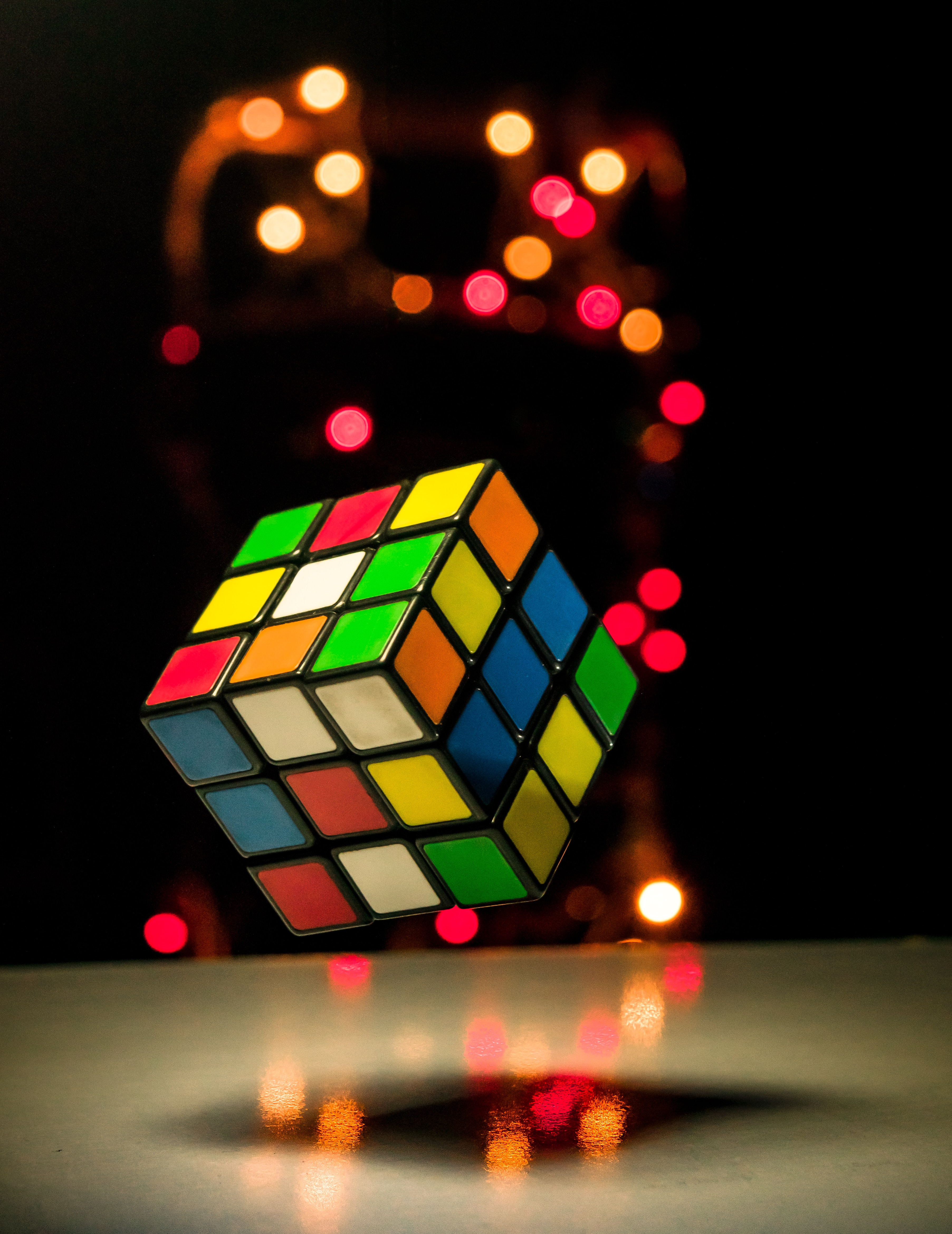 rubik's cube, miscellaneous, lights, glare, miscellanea, multicolored, motley, cube