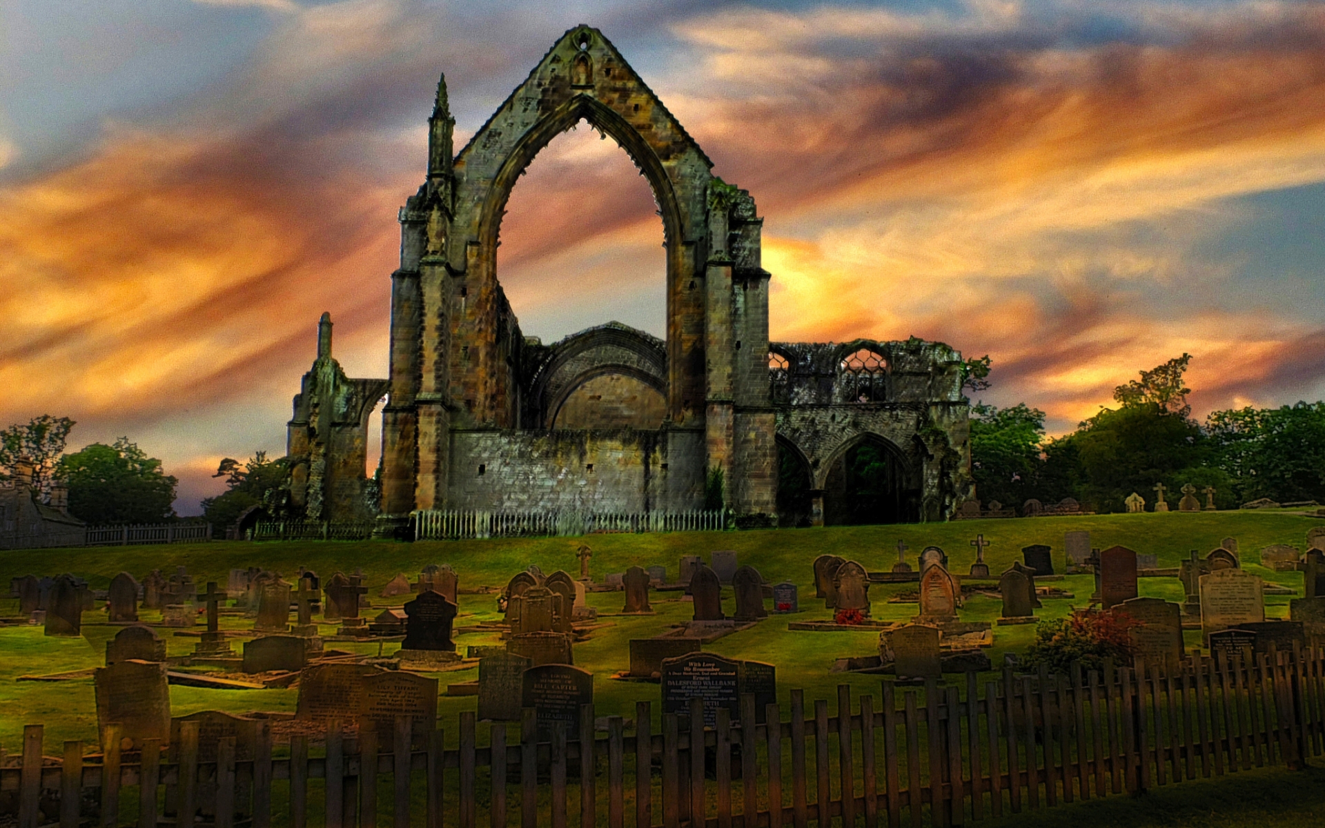 Laden Sie das Menschengemacht, Bolton Abbey-Bild kostenlos auf Ihren PC-Desktop herunter