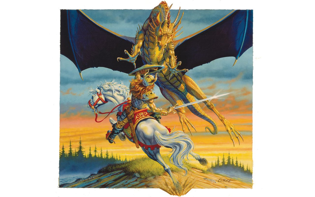 Download mobile wallpaper Fantasy, Dragon, Warrior, Horse for free.