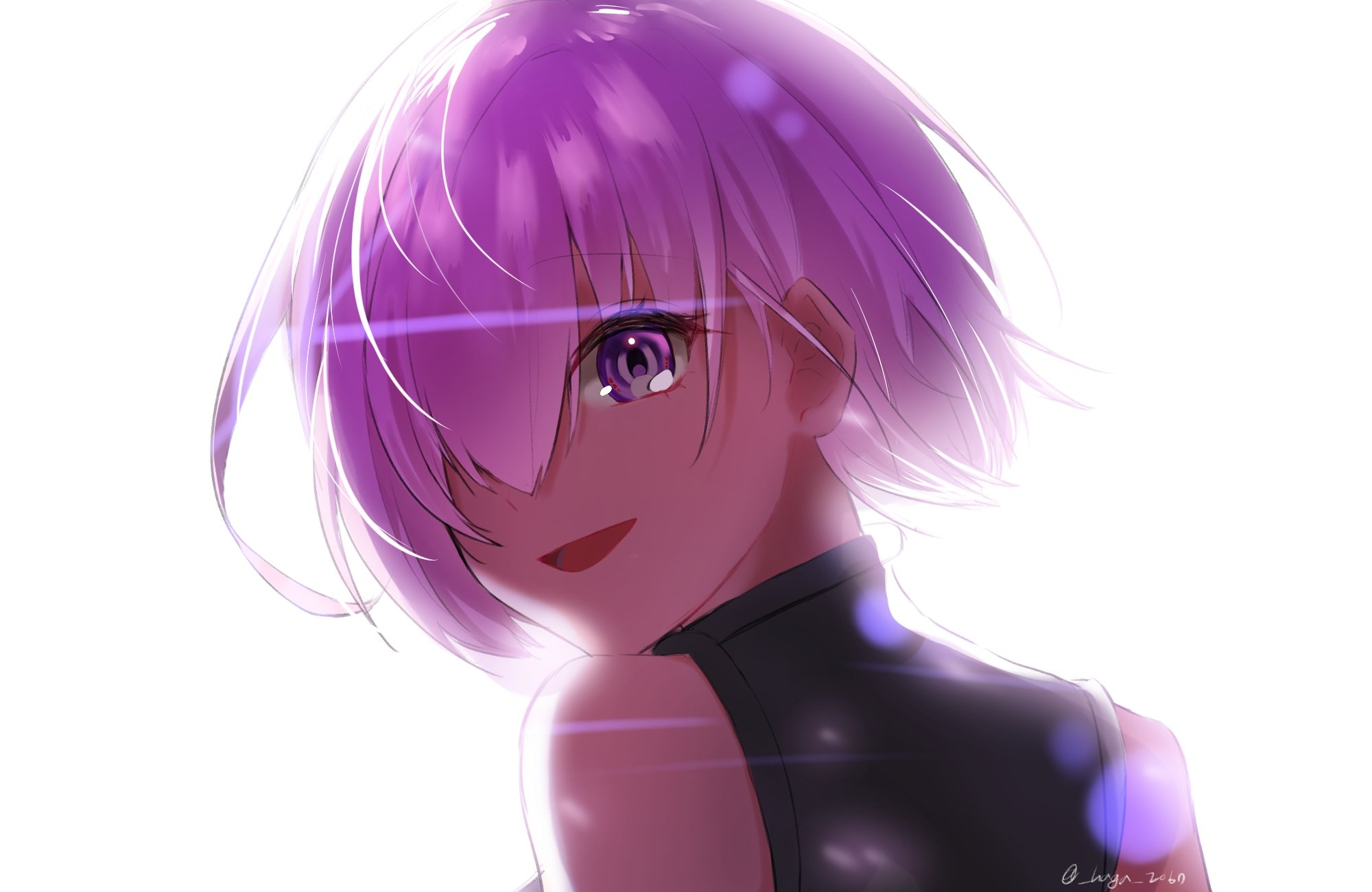 Free download wallpaper Anime, Face, Pink Hair, Short Hair, Purple Eyes, Fate/grand Order, Mashu Kyrielight, Fate Series on your PC desktop