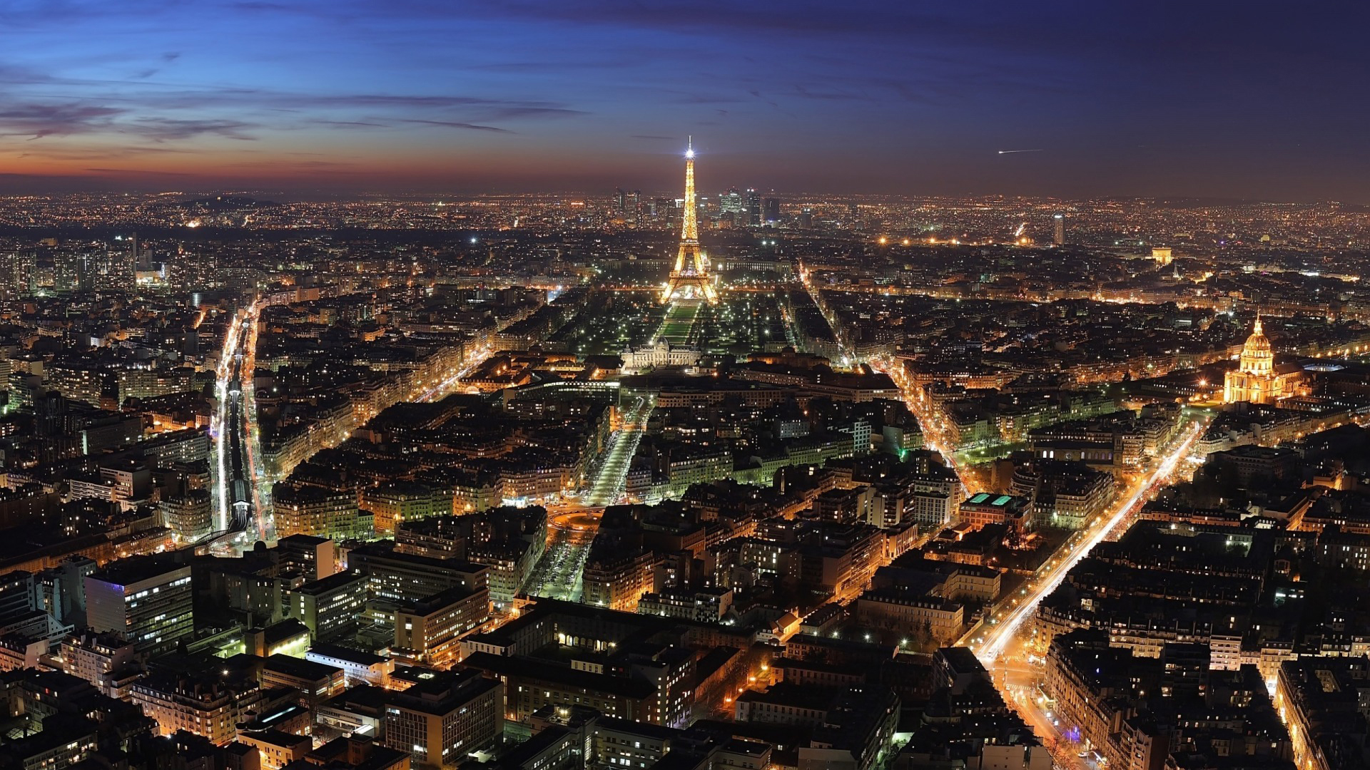 Скачать обои бесплатно Города, Ночь, Пейзаж, Эйфелева Башня, Париж картинка на рабочий стол ПК