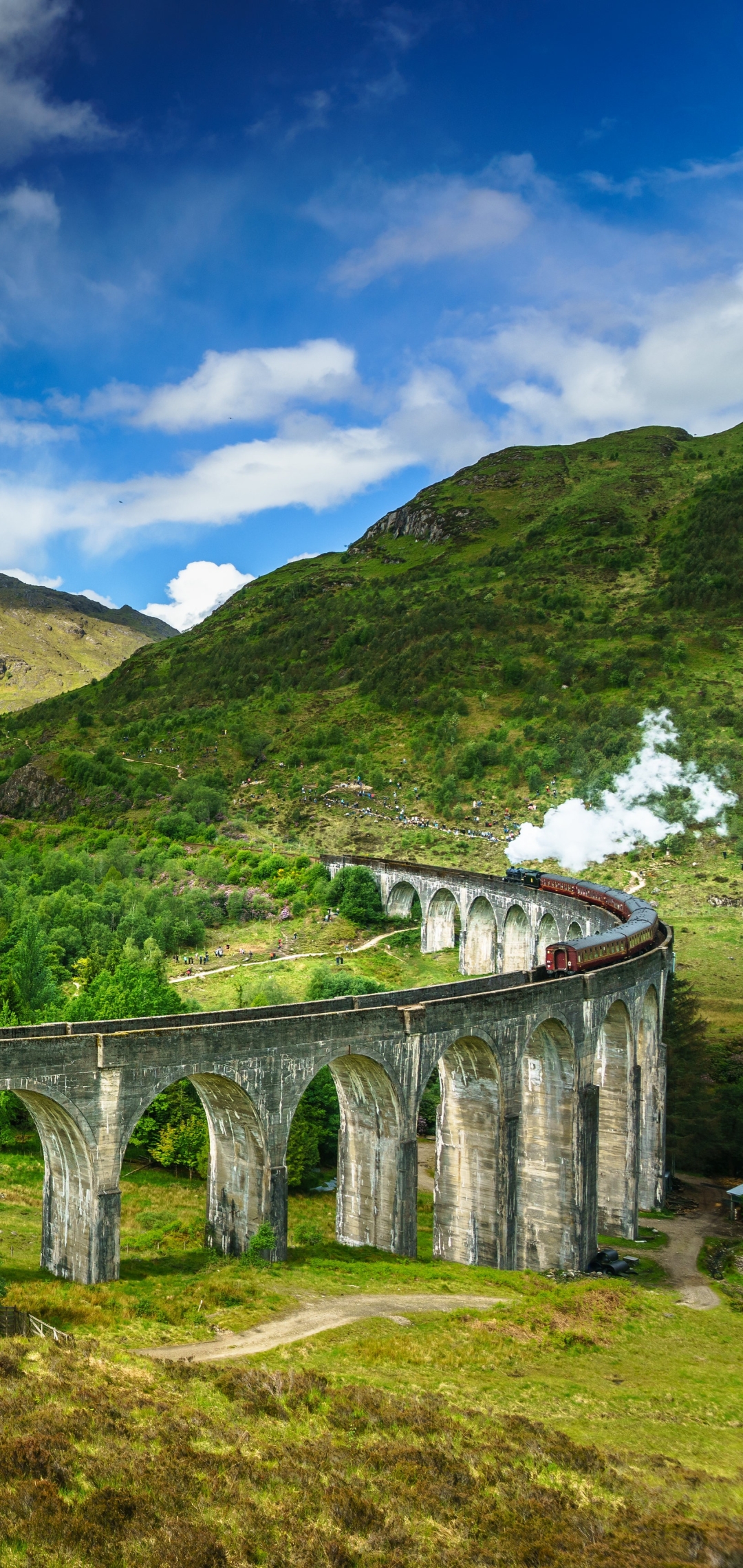 Handy-Wallpaper Brücke, Schottland, Zug, Fahrzeuge kostenlos herunterladen.
