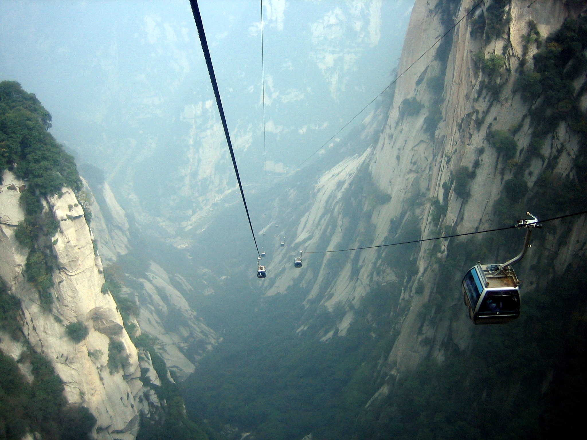 nature, height, gorge, cables, cable car, cableway, booths, stall, wire ropes