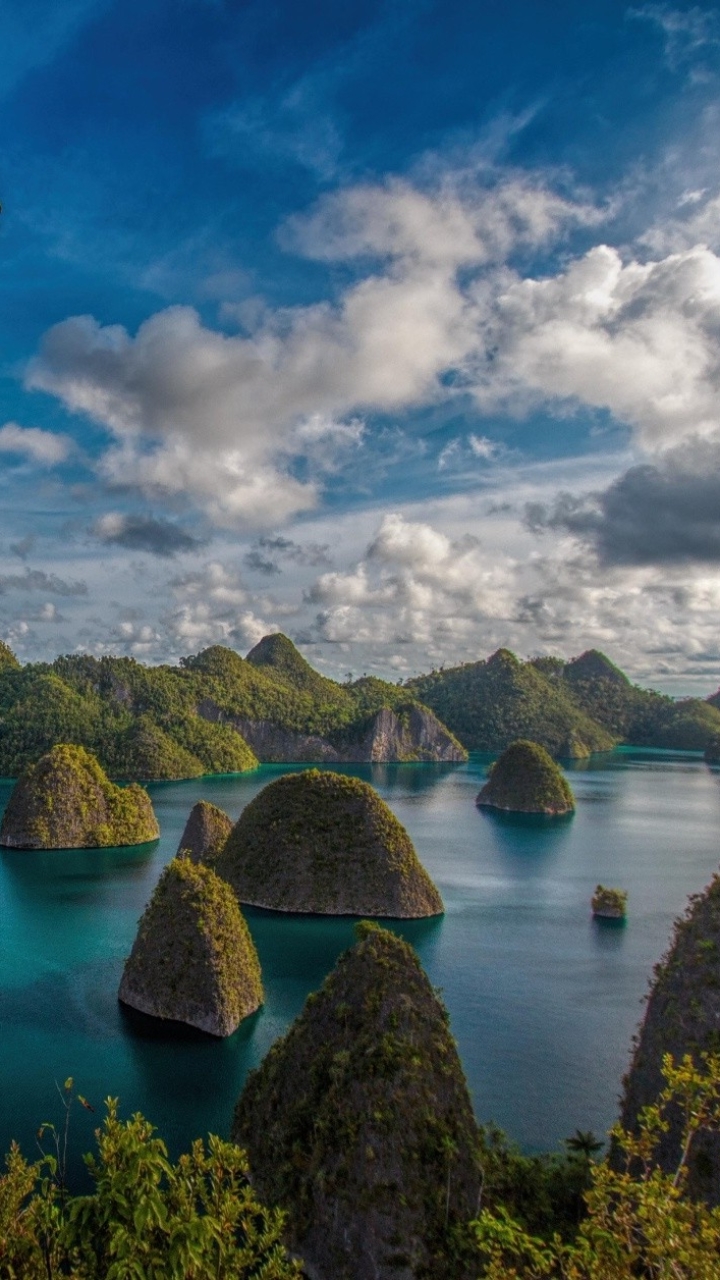 Download mobile wallpaper Landscape, Tree, Earth, Indonesia, Raja Ampat for free.