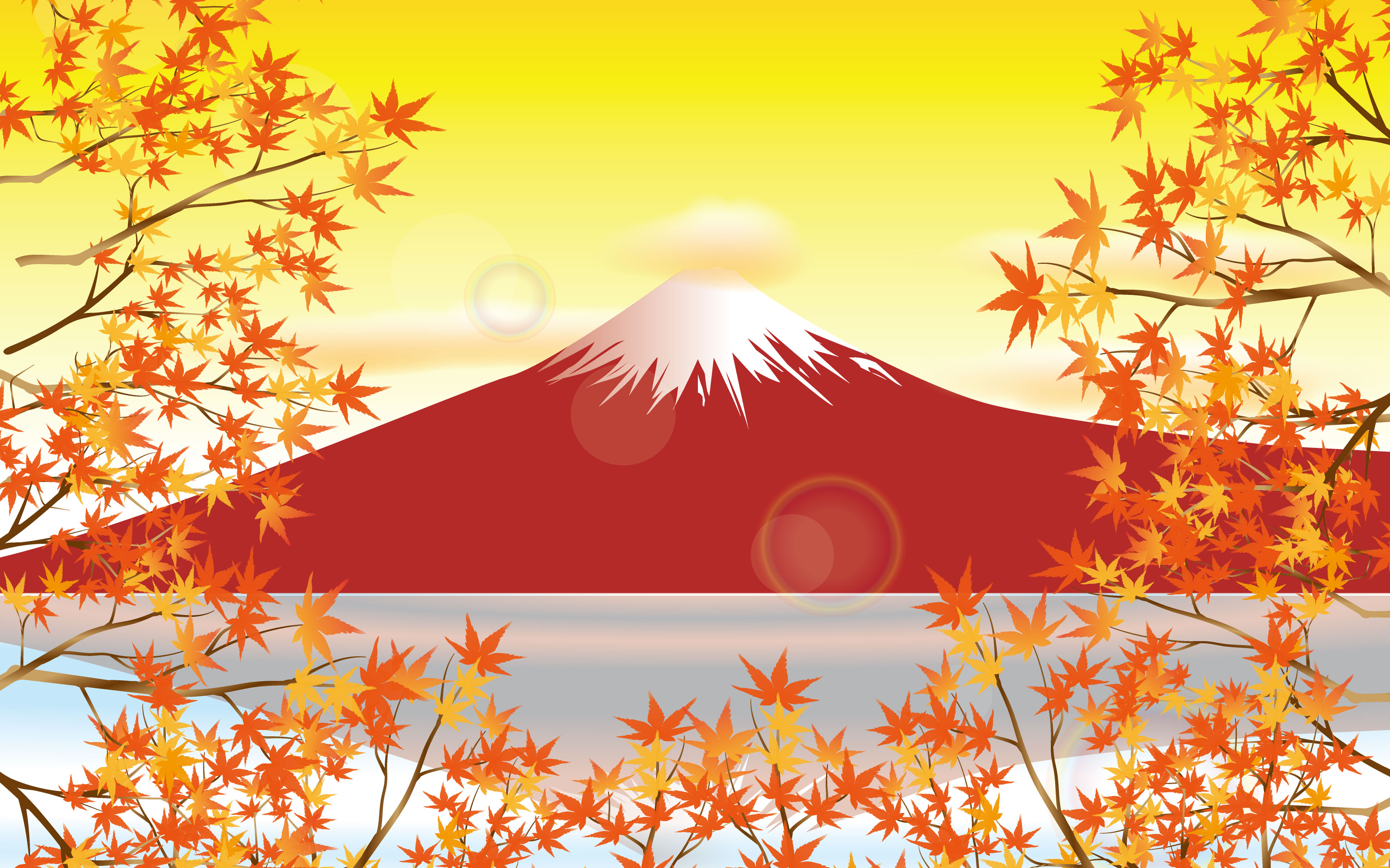 755155 descargar fondo de pantalla artístico, vector, otoño, hoja de arce, monte fuji, montaña, volcán: protectores de pantalla e imágenes gratis