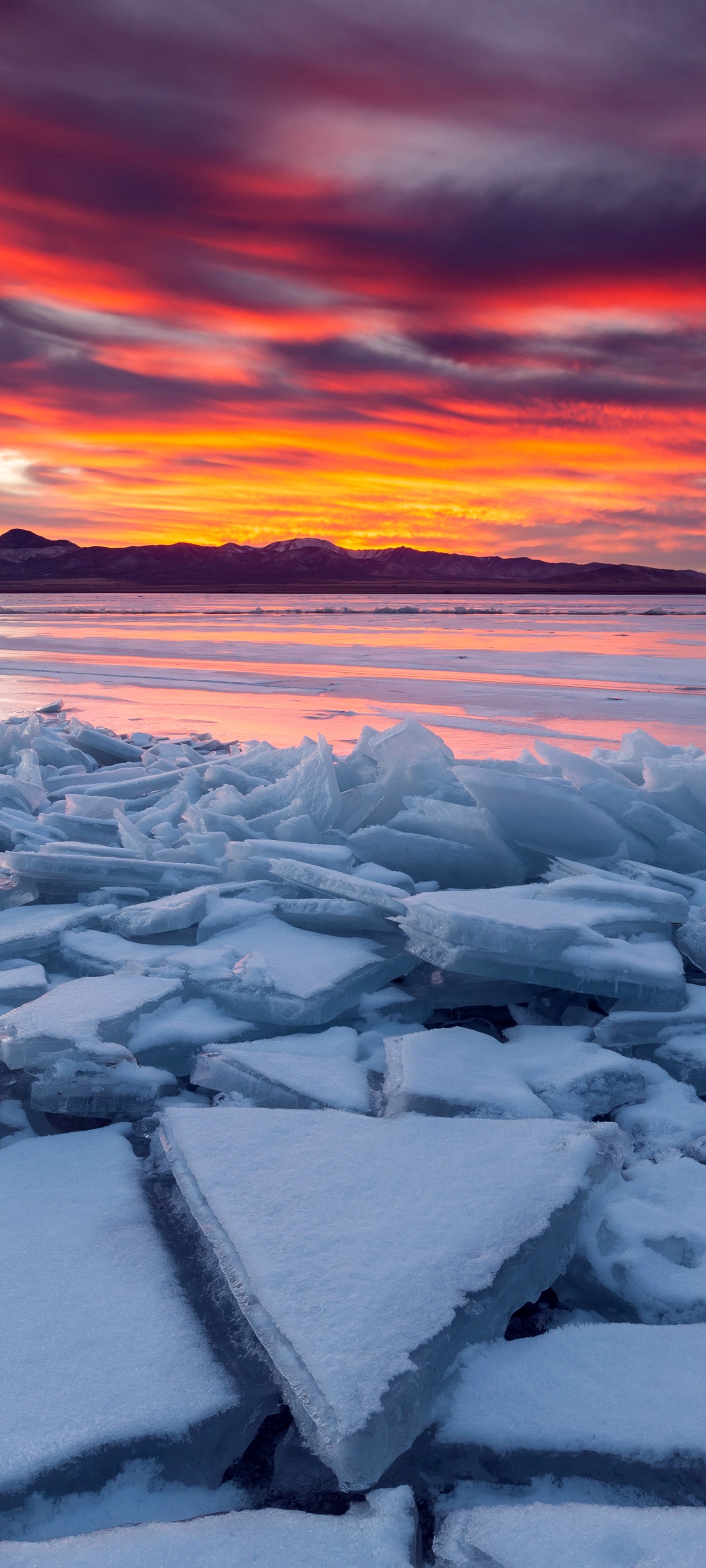 Download mobile wallpaper Nature, Sunset, Ice, Earth for free.