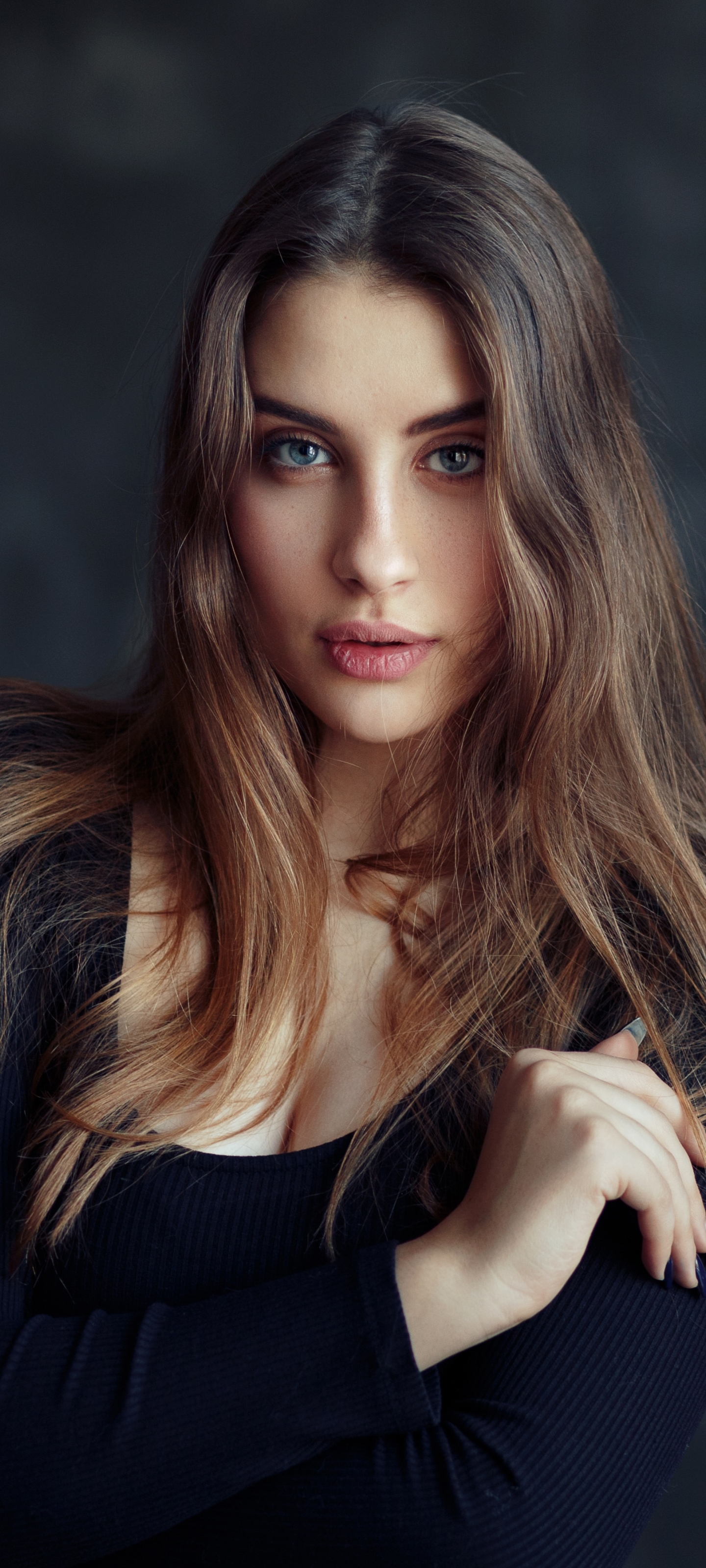 Download mobile wallpaper Brunette, Model, Women, Blue Eyes for free.