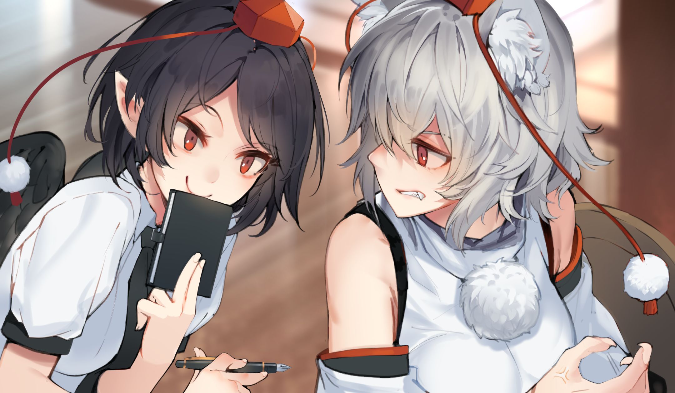 Baixar papel de parede para celular de Anime, Touhou, Aya Shameimaru, Momiji Inubashiri gratuito.