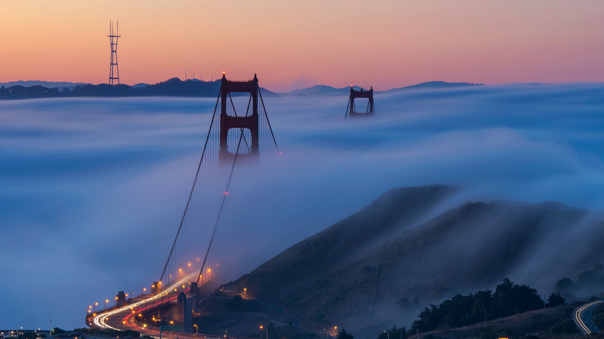 Free download wallpaper Bridges, Fog, Golden Gate, Man Made on your PC desktop