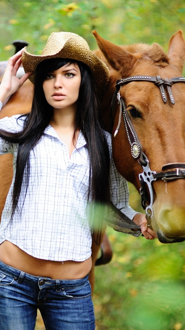 Download mobile wallpaper Forest, Mood, Horse, Model, Women, Other for free.
