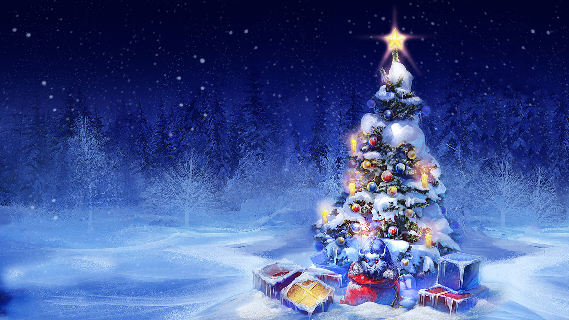 Скачать обои бесплатно Зима, Снег, Рождество, Рождественская Елка, Праздничные картинка на рабочий стол ПК