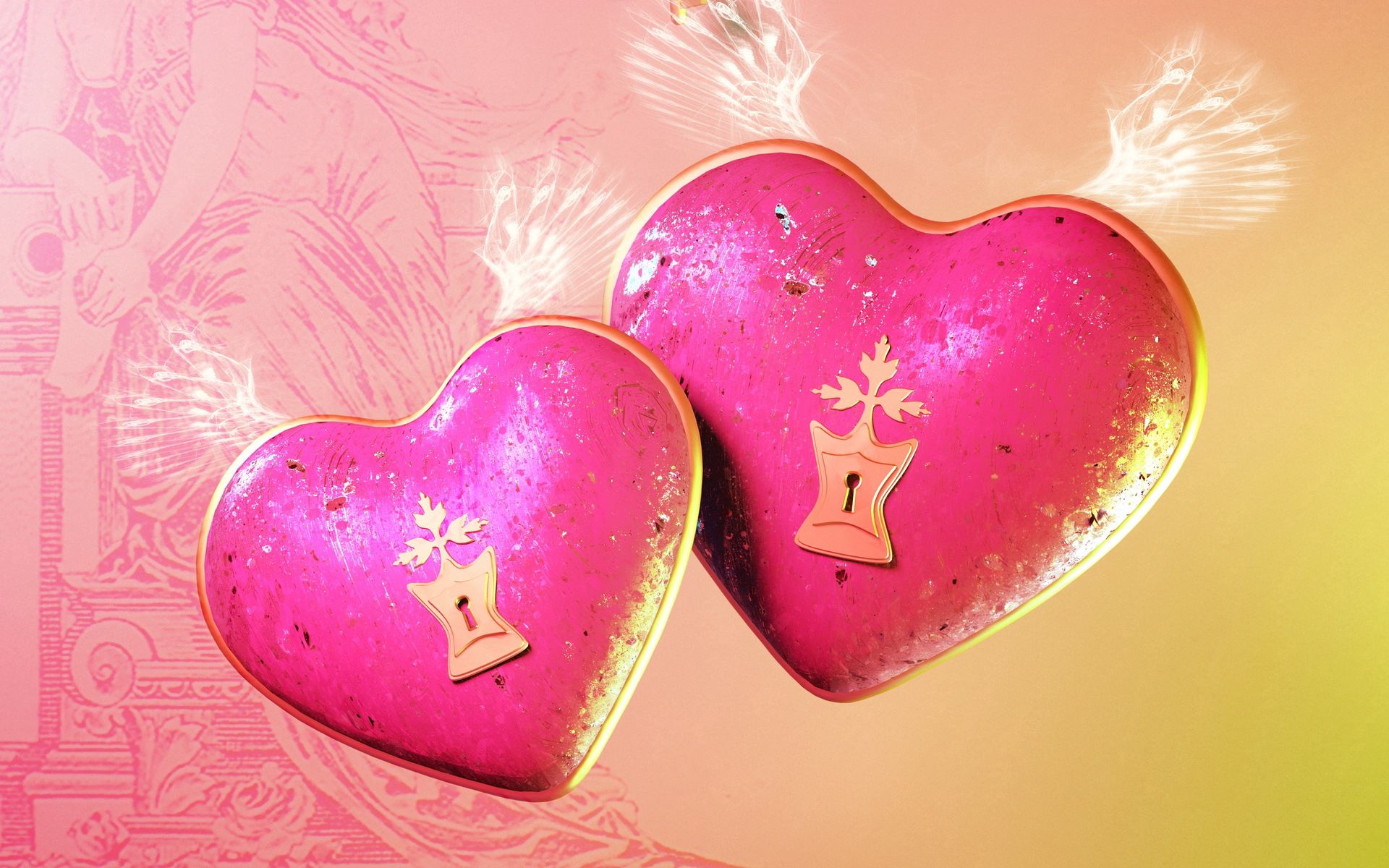 pink, love, present, gift, heart Image for desktop