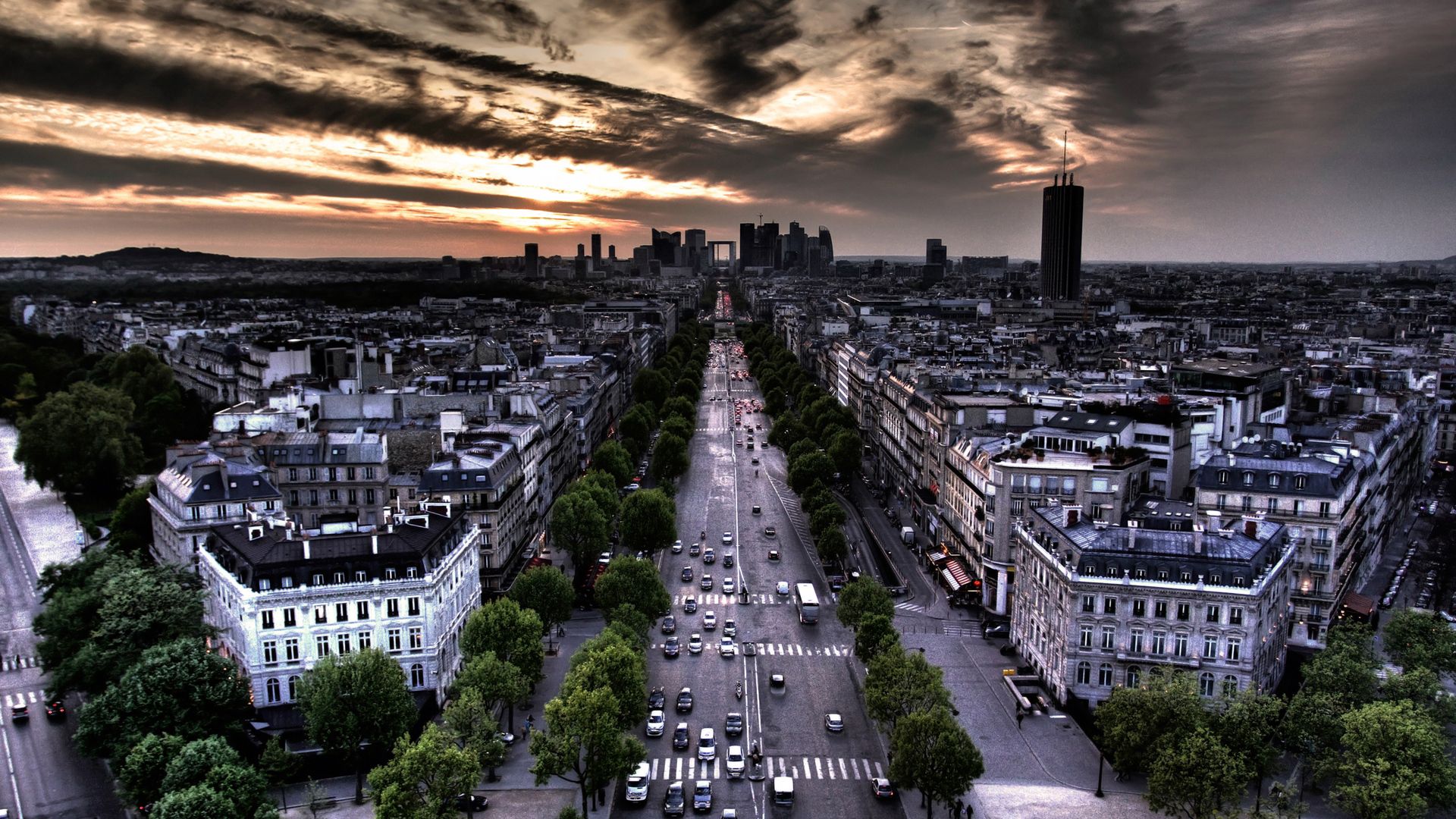 france, cities, houses, paris, evening, street cellphone