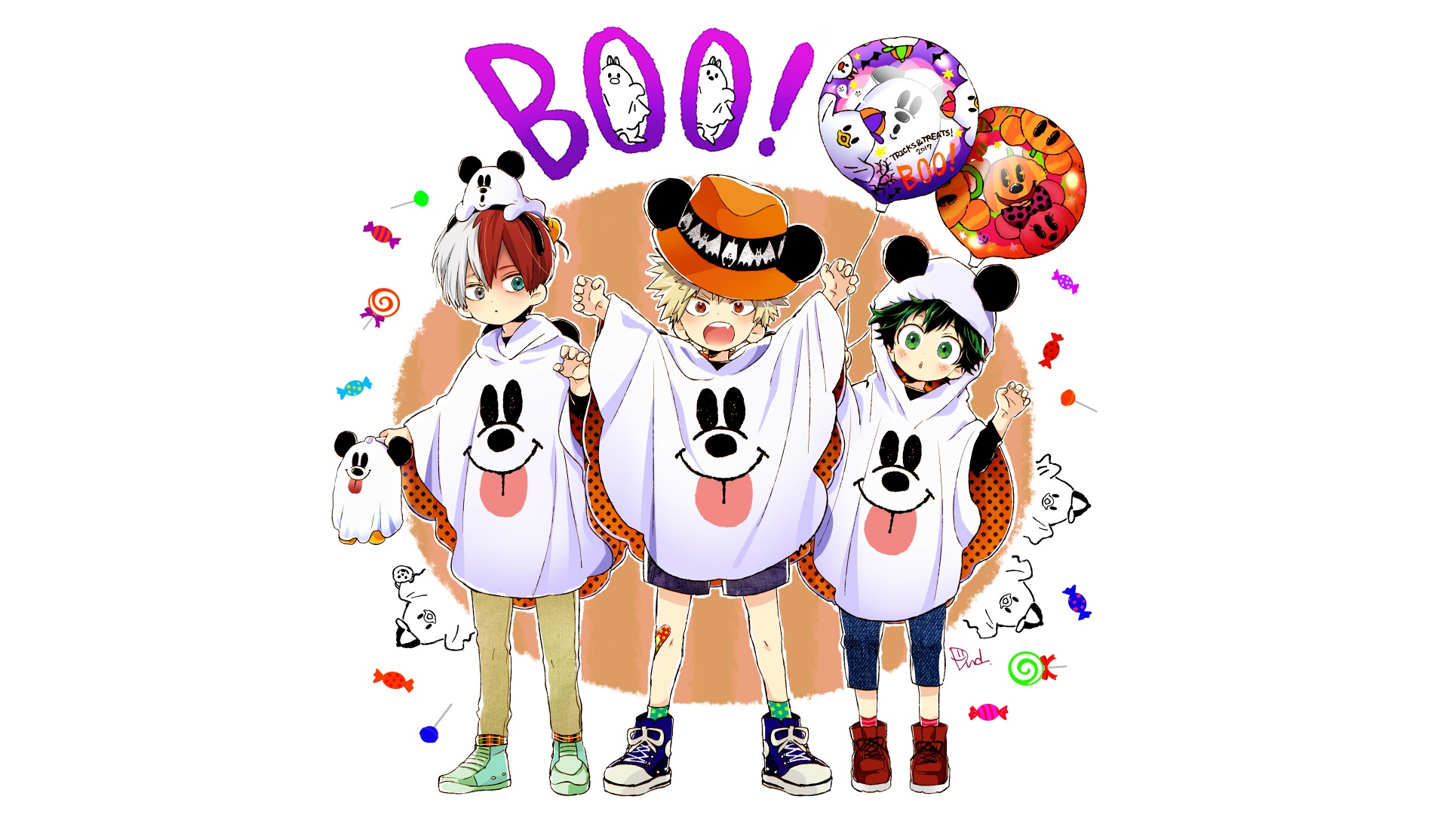 Handy-Wallpaper Animes, Izuku Midoriya, Shoto Todoroki, Katsuki Bakugou, Boku No Hero Academia kostenlos herunterladen.