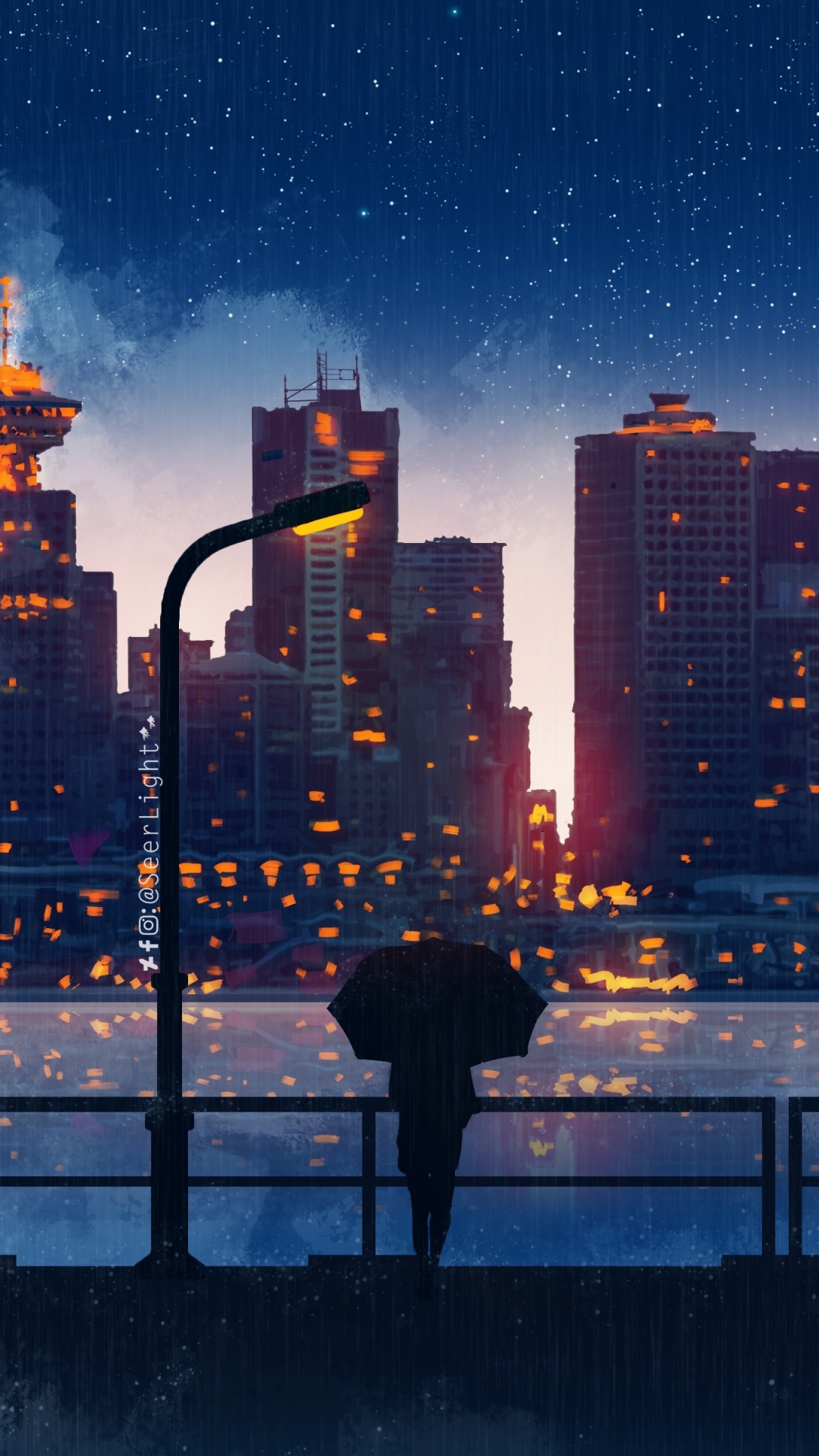 Download mobile wallpaper Anime, Night, City for free.