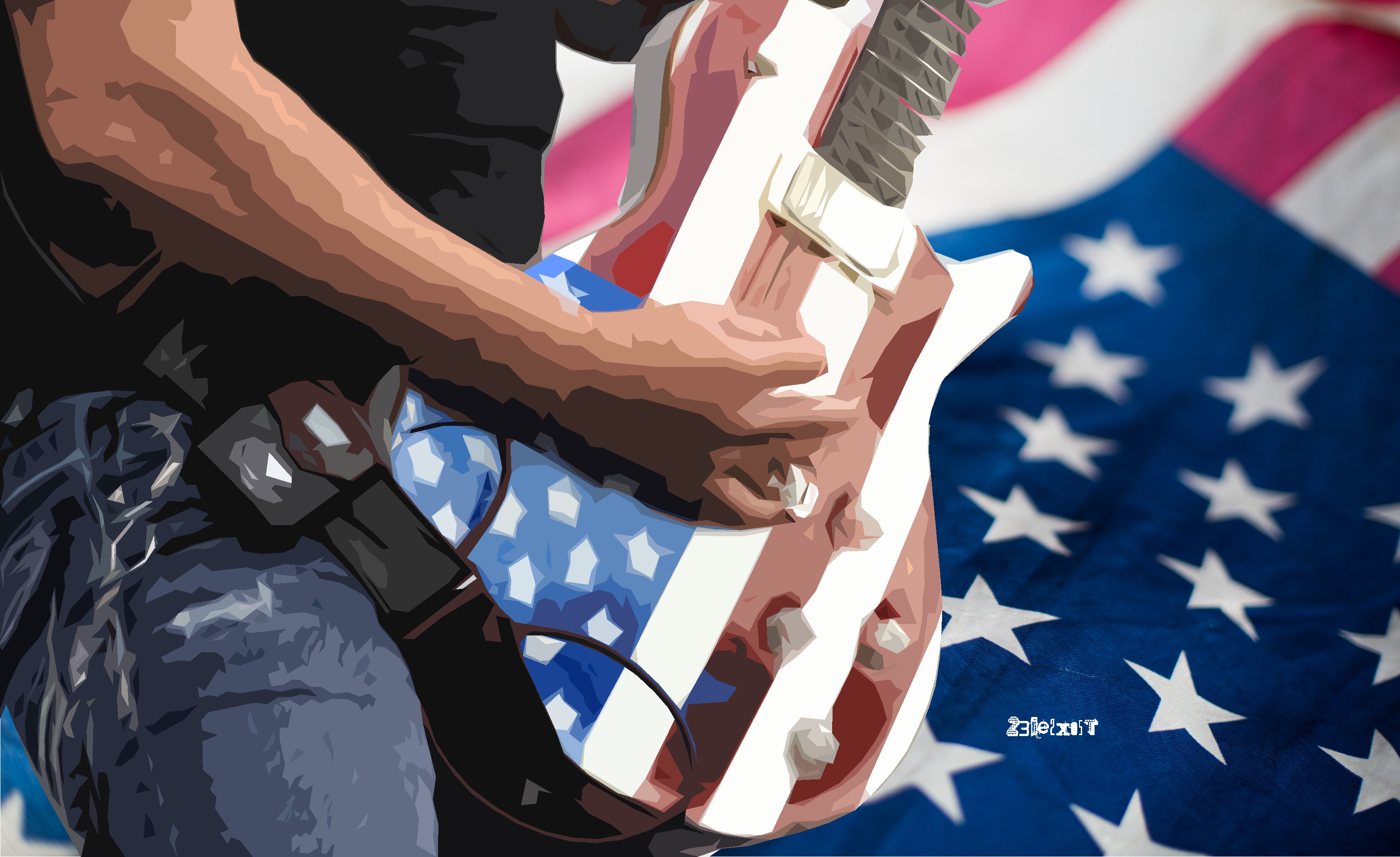 925254 скачать обои музыка, гитара, американский флаг, флаг, гитарист - заставки и картинки бесплатно