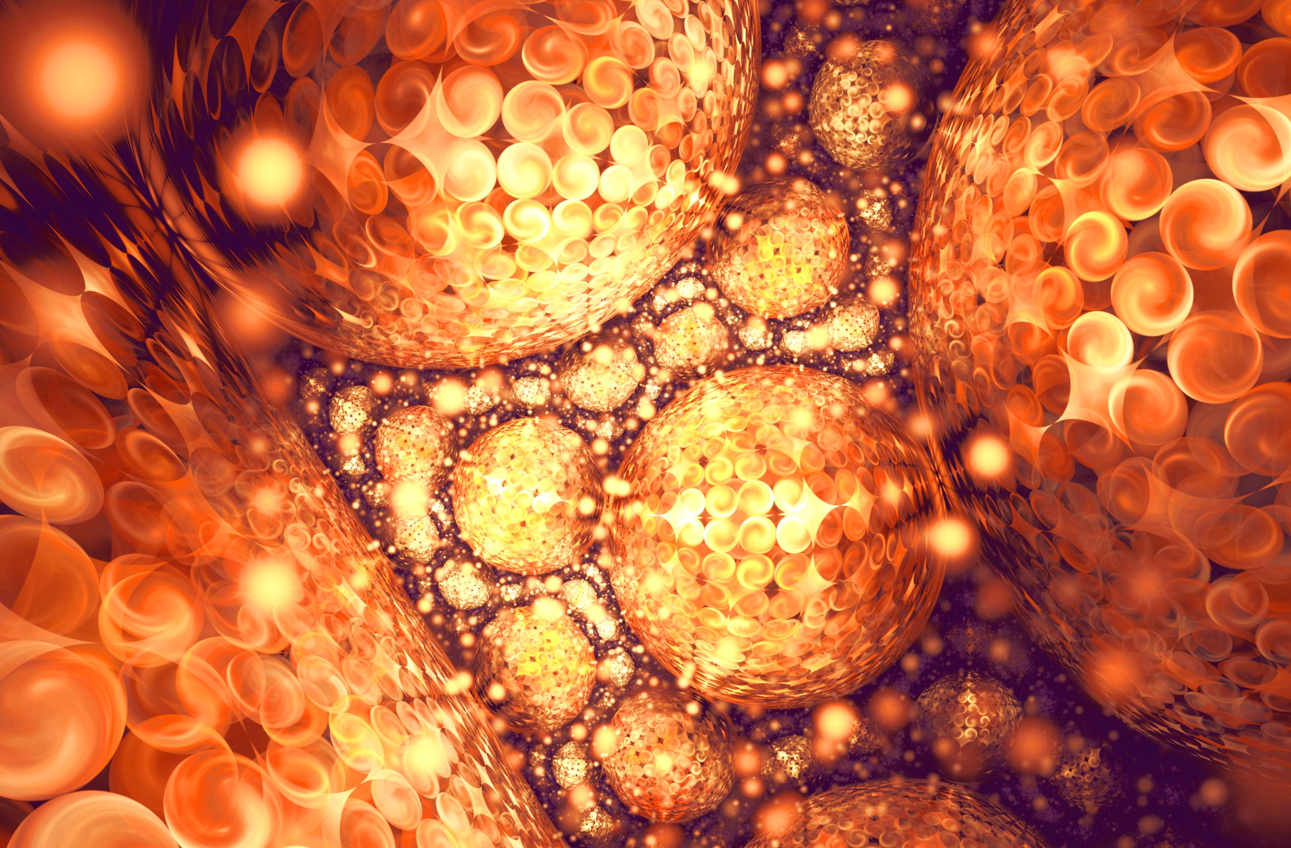 Download mobile wallpaper Abstract, Light, Fractal, Sphere, Orange (Color) for free.