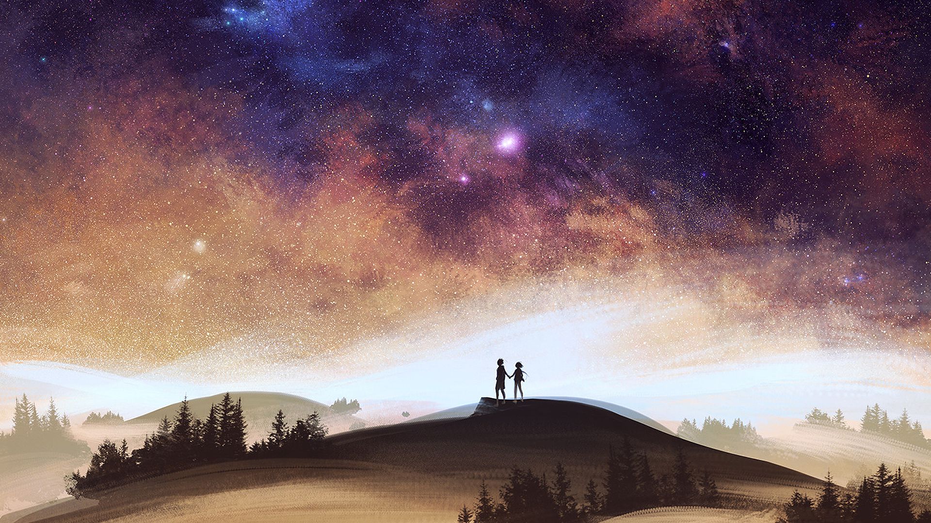 Download mobile wallpaper Anime, Stars, Desert, Original for free.