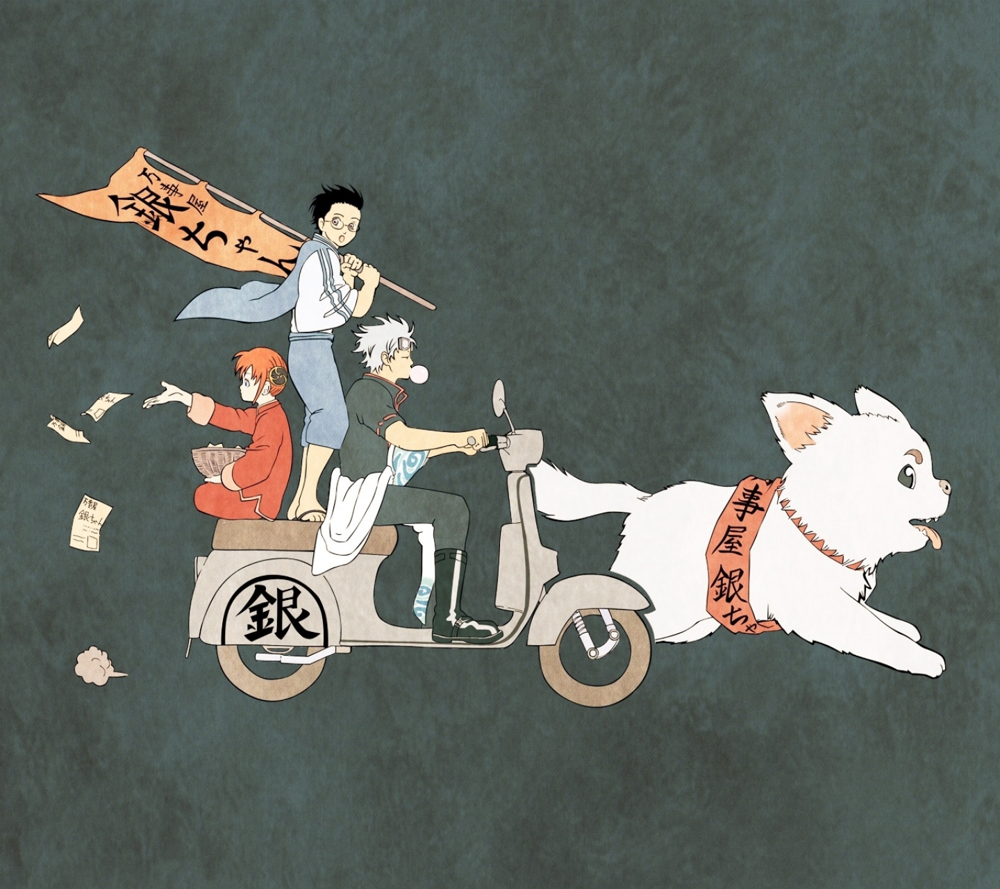 Téléchargez des papiers peints mobile Animé, Gintama, Gintoki Sakata, Kagura (Gintama), Shimura Shinpachi gratuitement.
