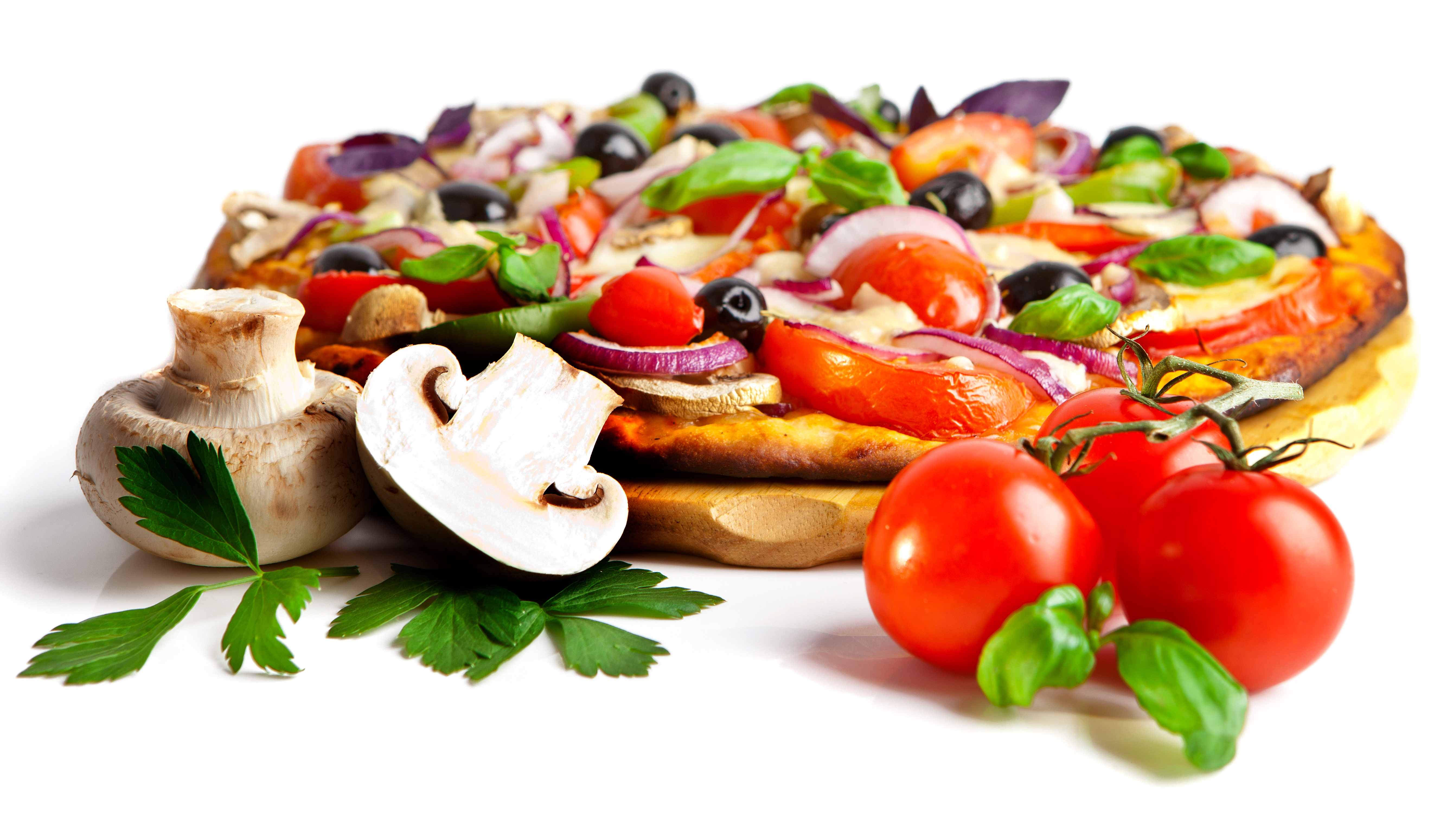 Handy-Wallpaper Pizza, Pilz, Tomate, Nahrungsmittel kostenlos herunterladen.