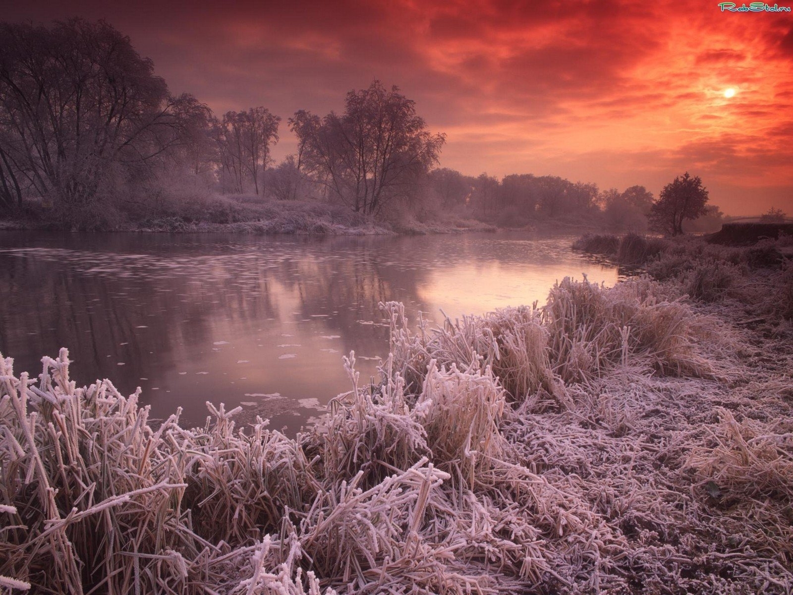 Laden Sie das Sunset, Sky, Landschaft, Seen, Winter-Bild kostenlos auf Ihren PC-Desktop herunter