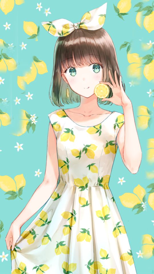 Download mobile wallpaper Anime, Lemon, Green Eyes, Original, Brown Hair for free.