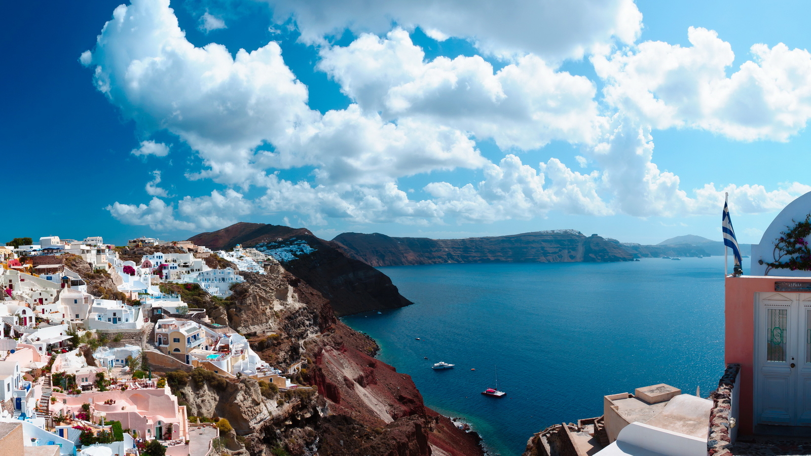 Free download wallpaper Sea, Ocean, House, Greece, Santorini, Man Made, Towns on your PC desktop