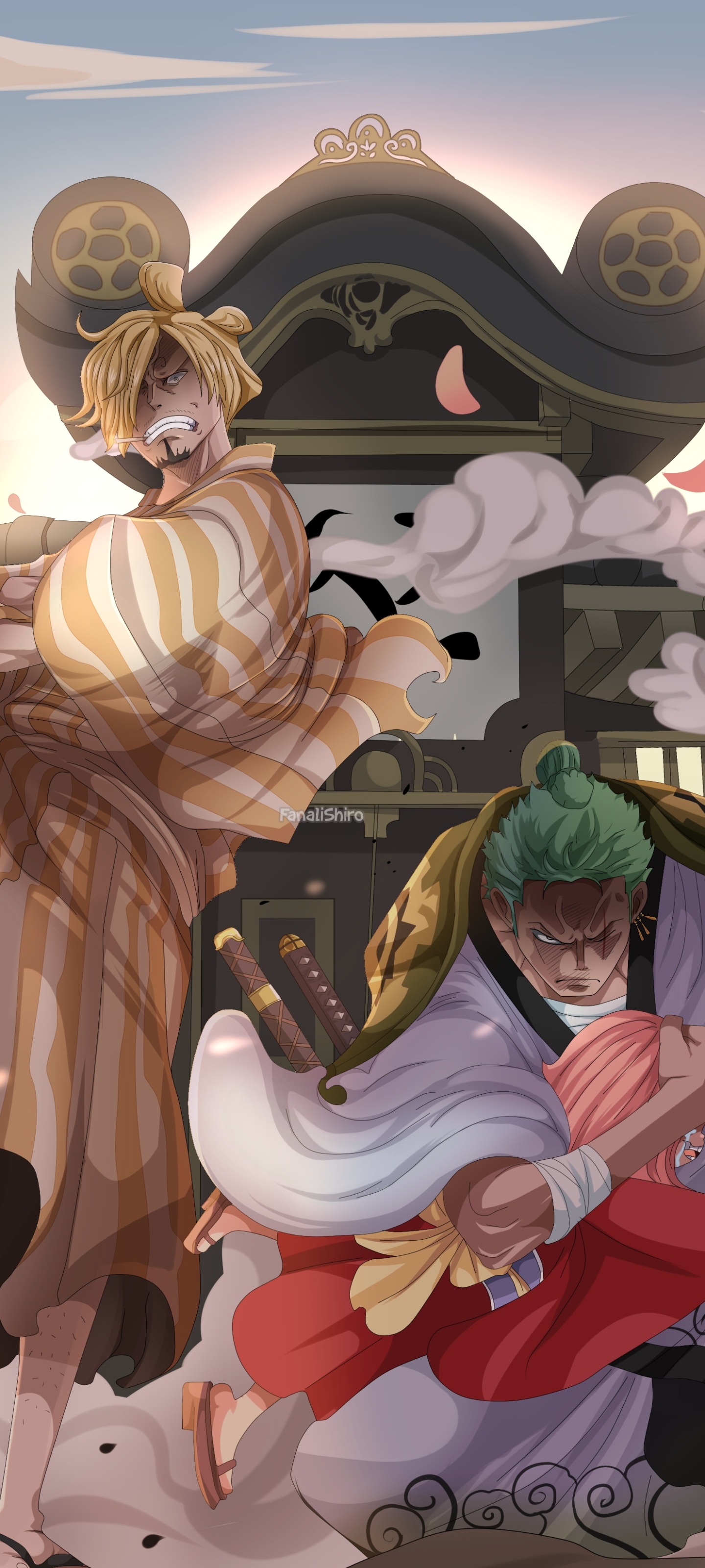Free download wallpaper Anime, One Piece, Roronoa Zoro, Sanji (One Piece), Toko (One Piece) on your PC desktop