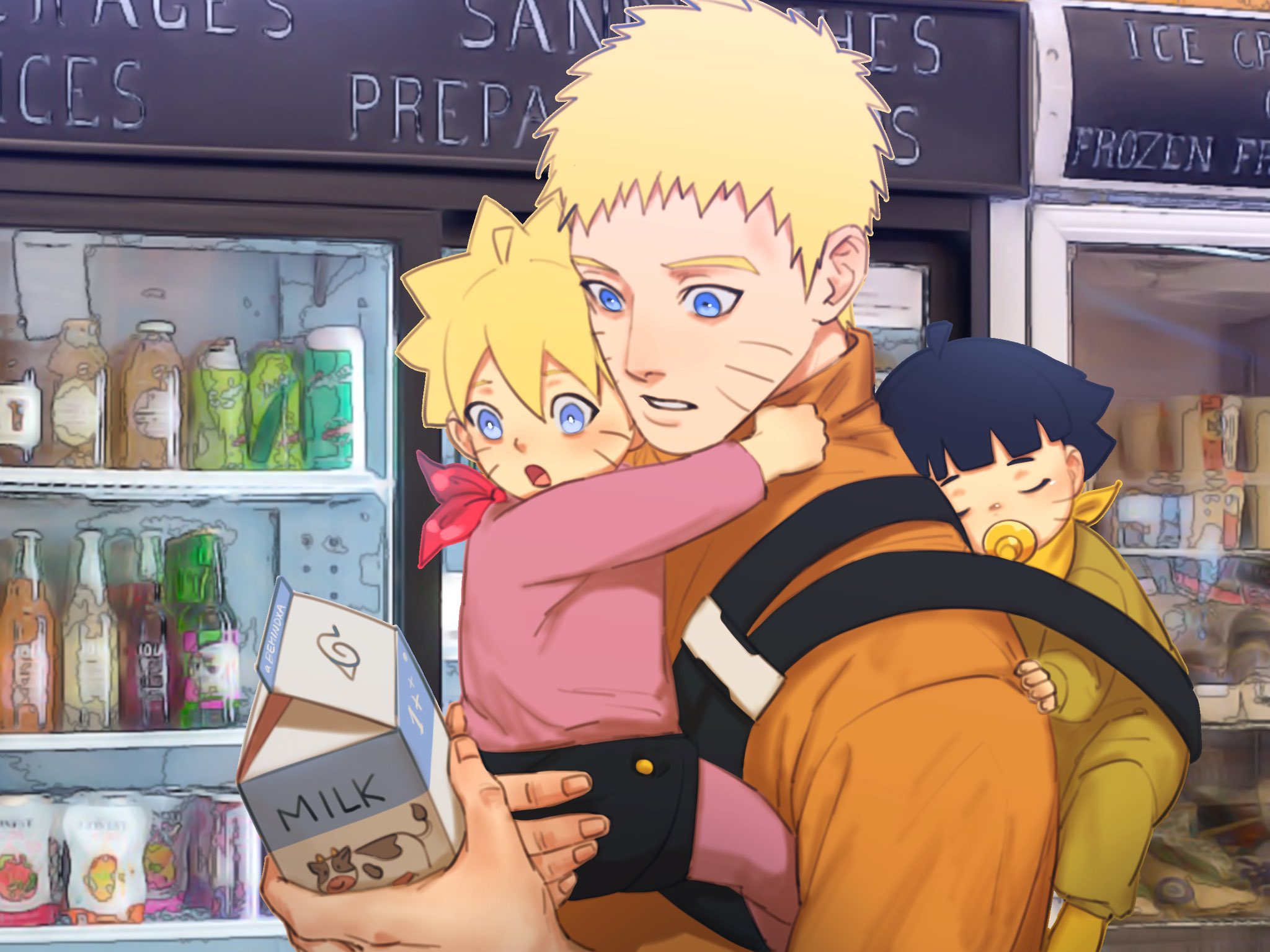 Handy-Wallpaper Naruto, Milch, Blondinen, Animes, Naruto Uzumaki, Himawari Uzumaki, Boruto Uzumaki, Boruto kostenlos herunterladen.