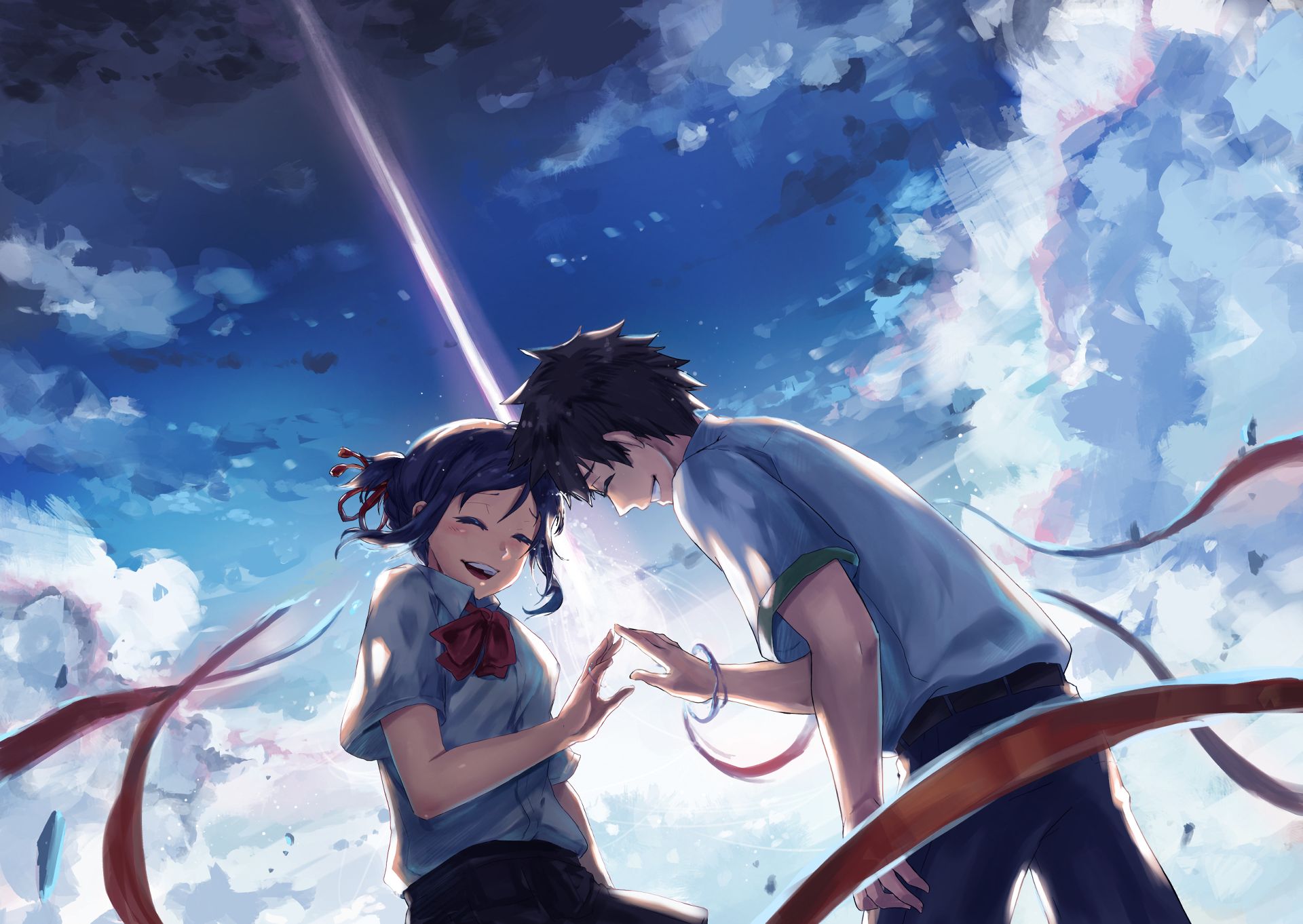 Téléchargez gratuitement l'image Animé, Your Name, Kimi No Na Wa, Mitsuha Miyamizu, Taki Tachibana sur le bureau de votre PC