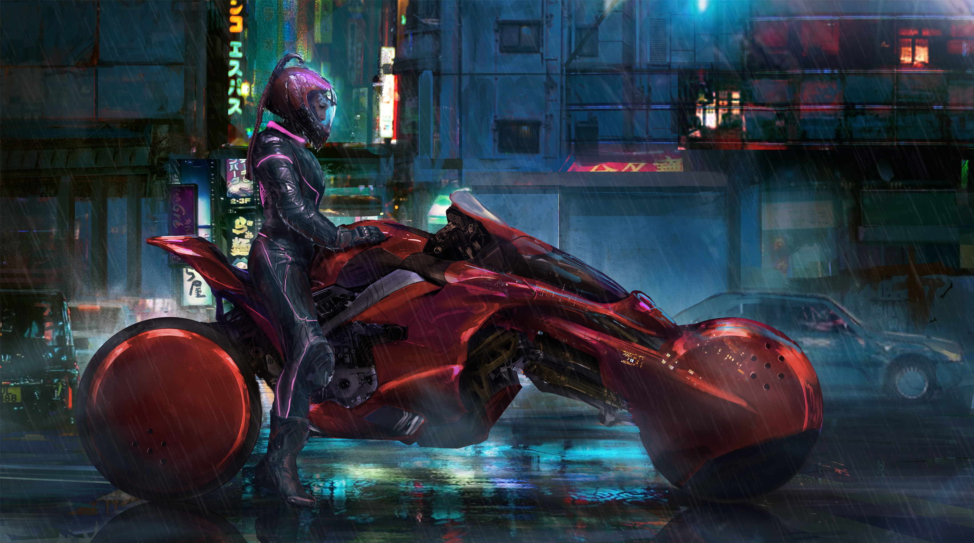 Free download wallpaper Cyberpunk, Motorcycle, Sci Fi, Futuristic on your PC desktop