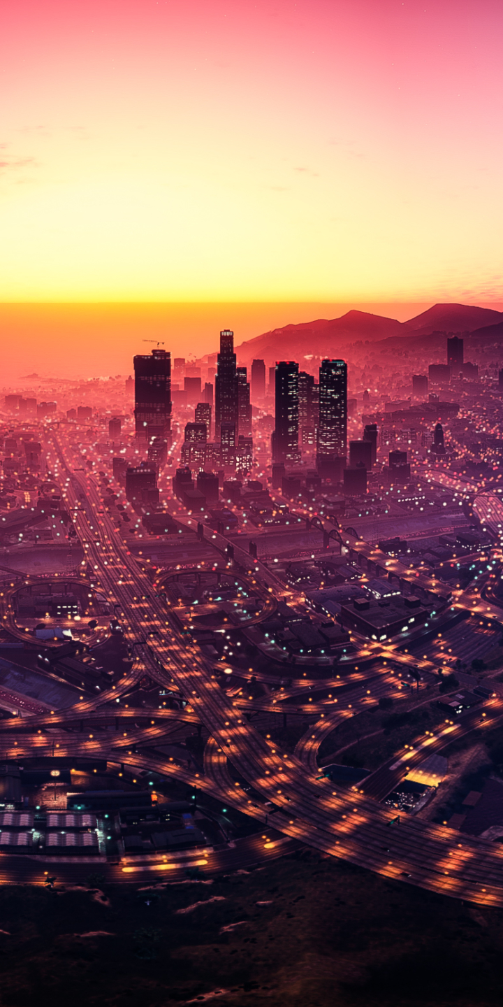 Скачать картинку Город, Видеоигры, Grand Theft Auto, Grand Theft Auto V, Лос Сантос в телефон бесплатно.