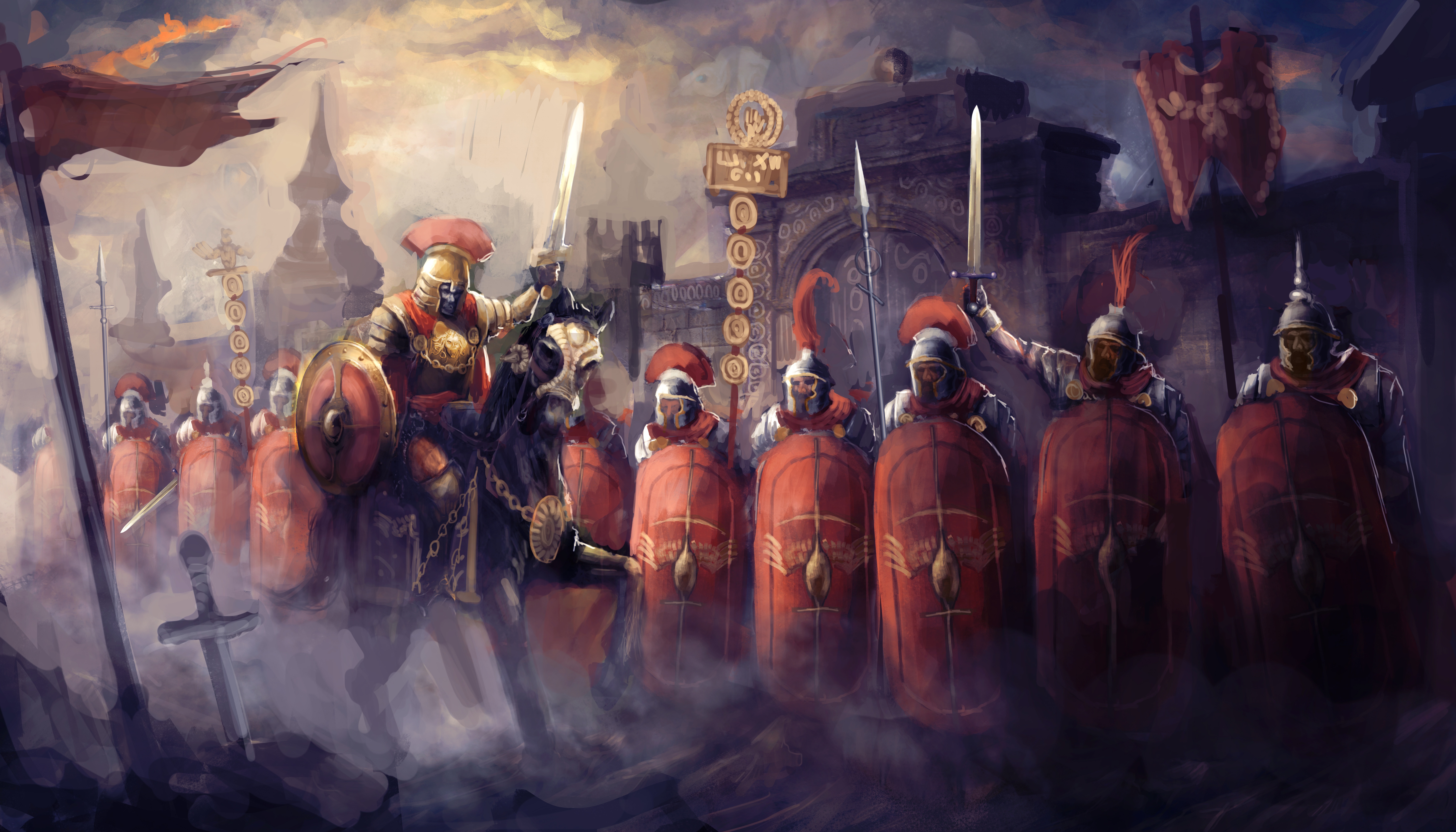 roman legion, fantasy, warrior, horse, shield, sword
