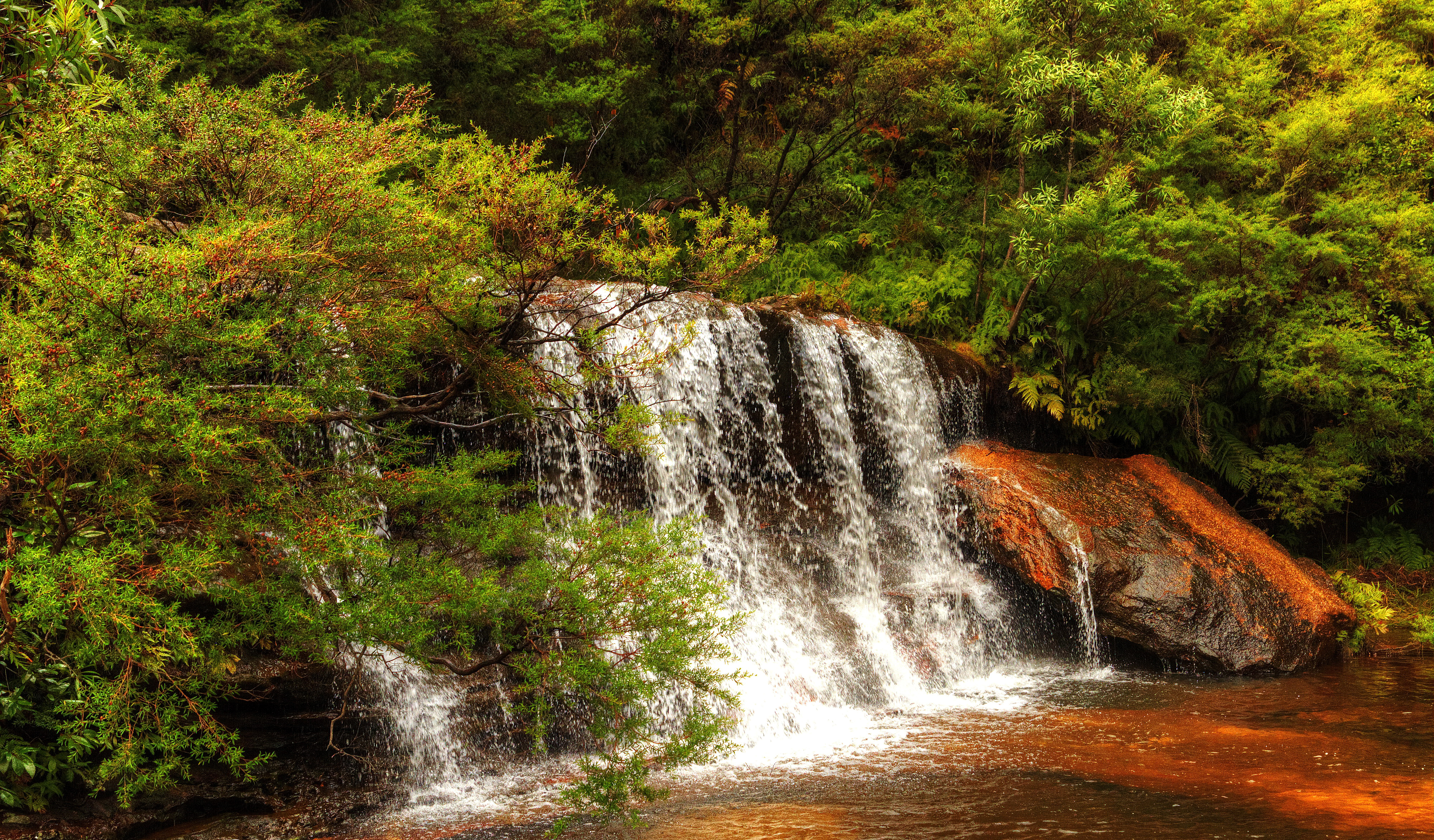 Скачать картинку Водопады, Водопад, Лес, Зеленый, Земля/природа в телефон бесплатно.